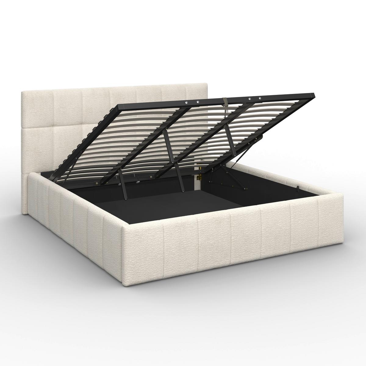 Čalouněná postel KAIA 180x200 cm, béžová - černá/přírodní barvy, Moderní, kov/dřevo (180/200cm) - Bessagi Home