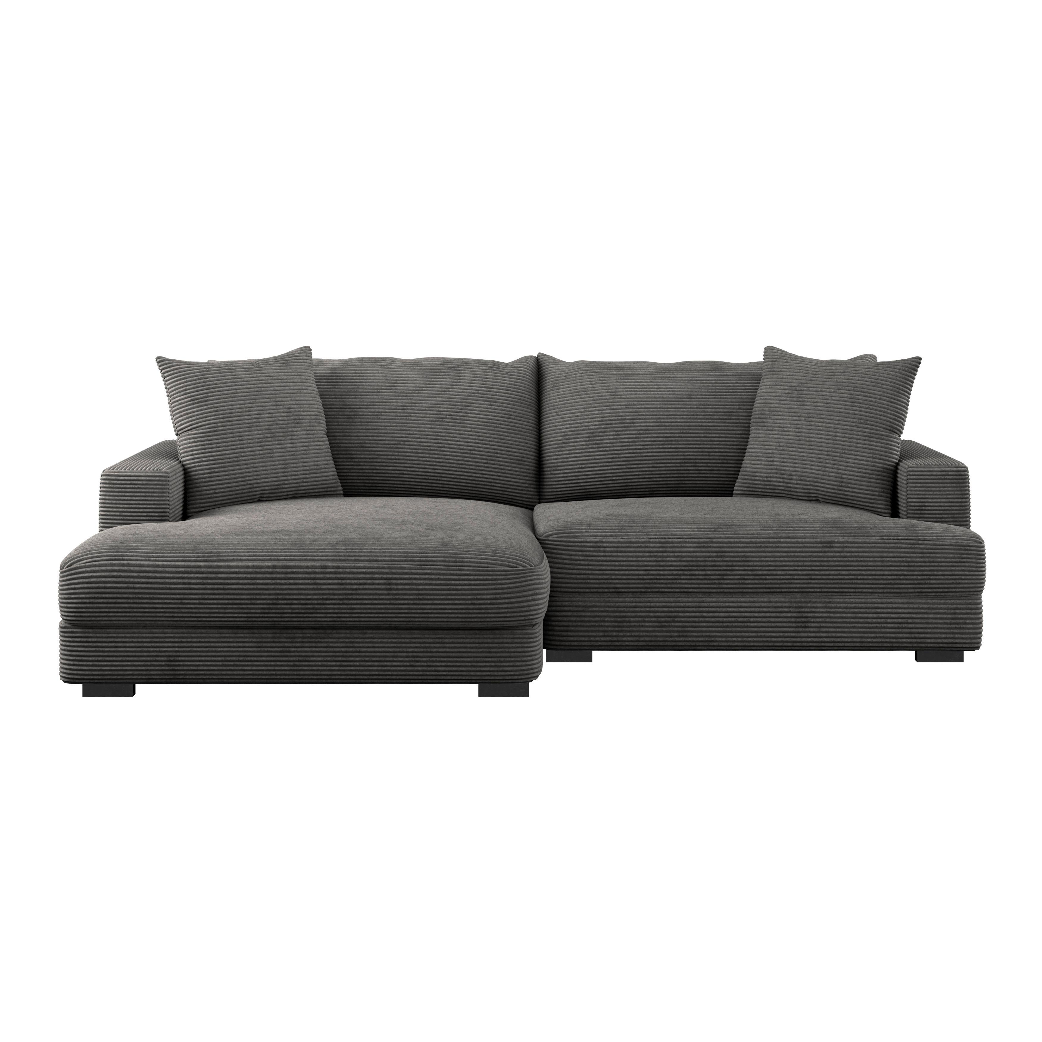 Ecksofa Pelle mit Kissen Grau Cord 180x265 cm