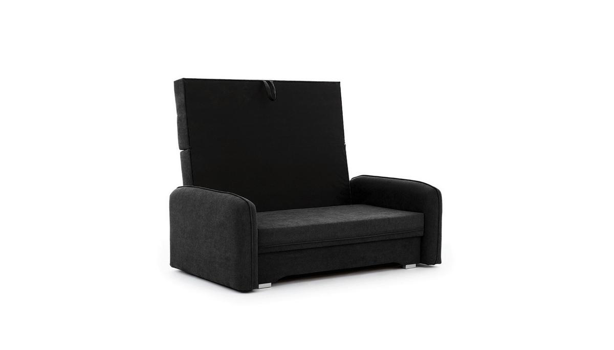 Schlafsofa Laine Schwarz, B: 155 cm - Silberfarben/Schwarz, Design, Textil (155/105/75cm) - MID.YOU