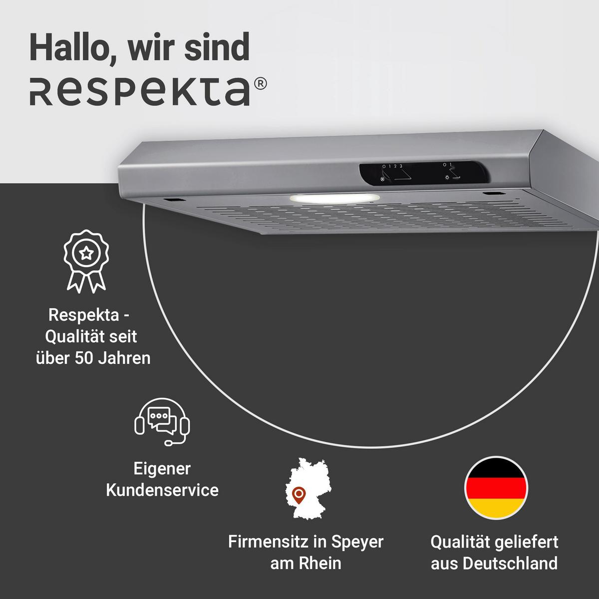 Dunstabzugshaube Suna Edelstahlfarben B: 50 Cm, Led - Edelstahlfarben, Trend, Metall (50/7,6/47cm) - Respekta