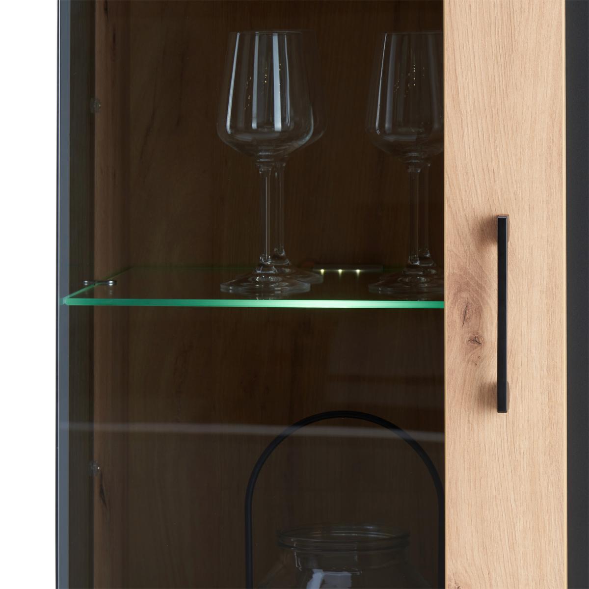 Vitrin Nature Natv 02 - tölgyfa színű, Konventionell, faalapú anyag/Üveg (95/144,3/42cm)