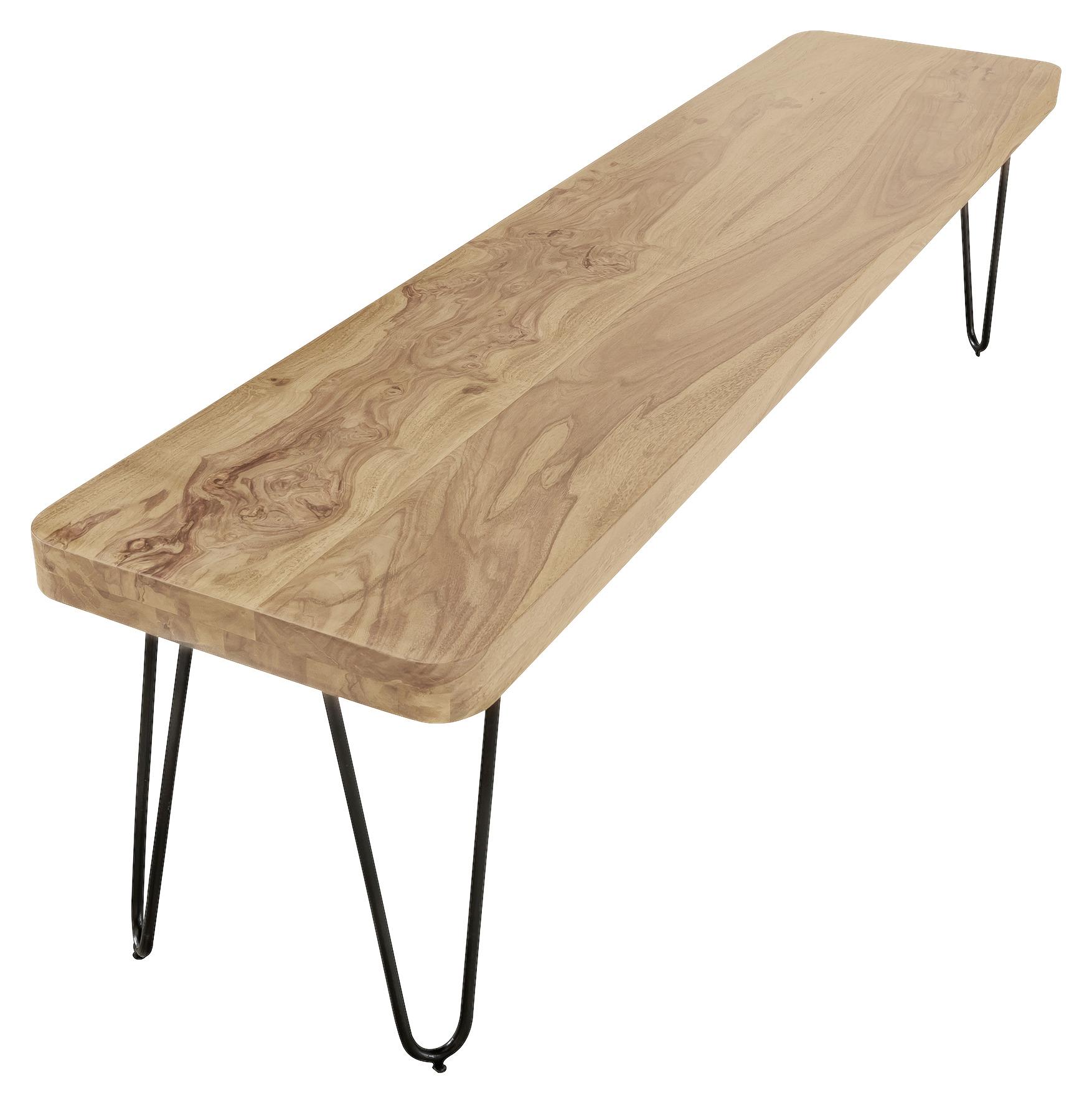Lavice Z Masivního Dřeva Bagli Š: 120 Cm - černá/barvy akácie, Moderní, kov/dřevo (120/45/40cm) - MID.YOU