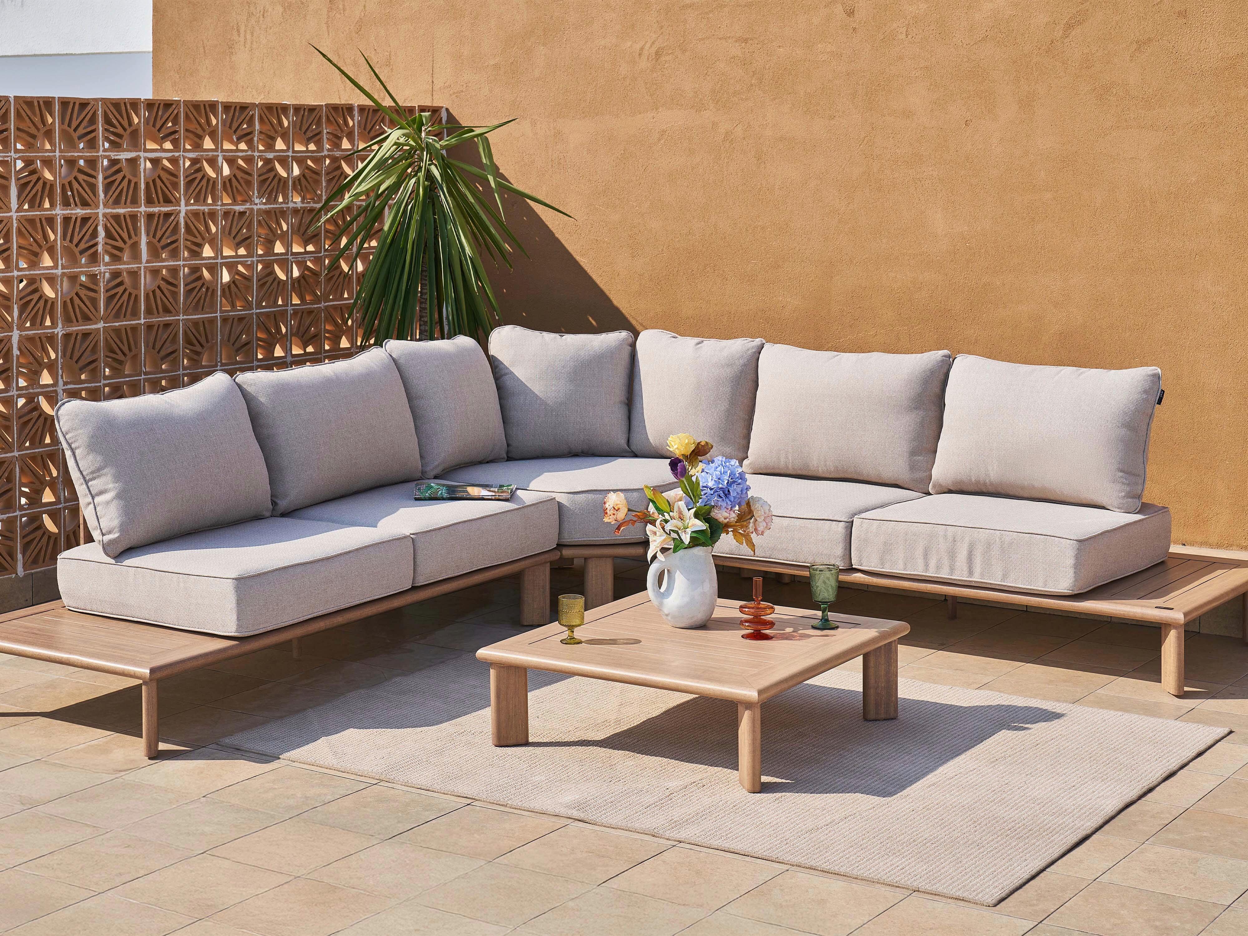 Dining-loungeset Avery Beige - Eichefarben/Braun, Basics, Metall (290/290/68cm) - Ambia Garden