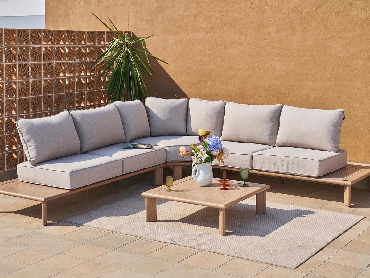 Dining-Loungeset Avery Beige - Eichefarben/Braun, Basics, Metall (290/290/68cm) - Ambia Garden