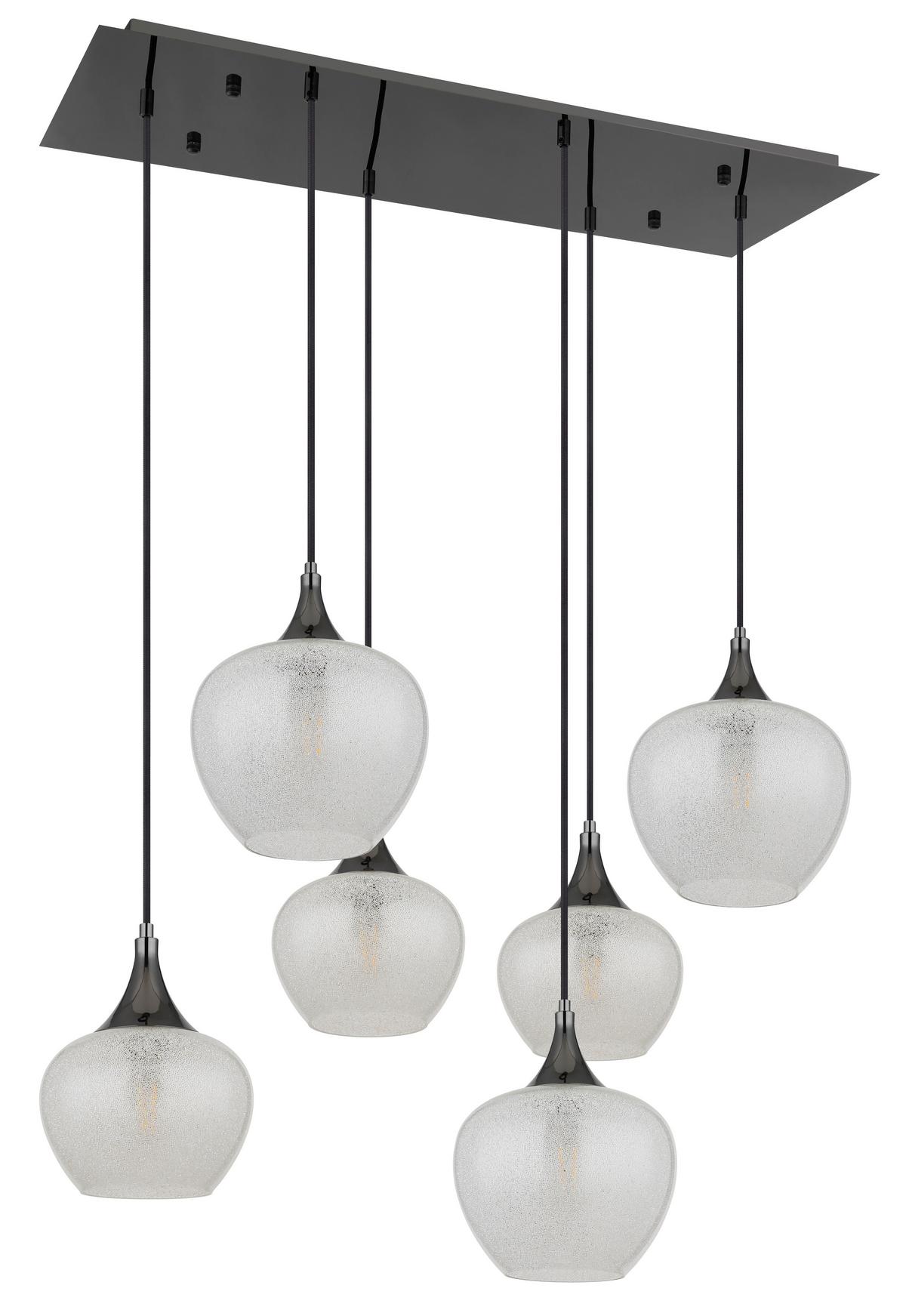 HÄNGELEUCHTE Exkl. 6xE27 40W - Klar/Schwarz, KONVENTIONELL, Glas/Metall (86/42/120cm) - Globo