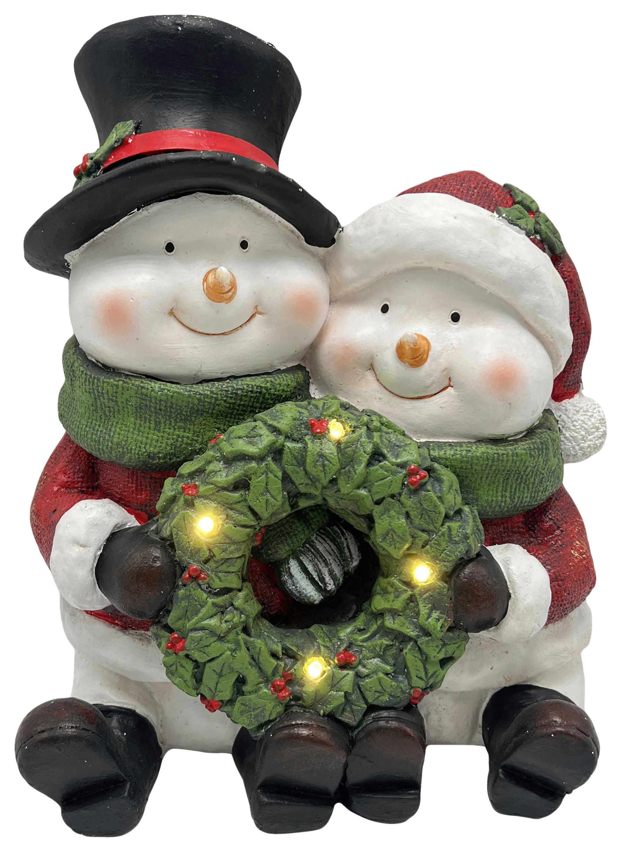 Schneemann Gerald - Rot/Schwarz, KONVENTIONELL, Stein (26,5/18/31,5cm) - Luca Bessoni
