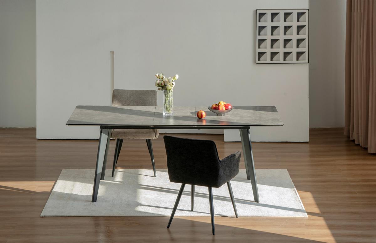 Esstisch Alvaro - Schwarz/Grau, LIFESTYLE, Holzwerkstoff/Metall (180/220/75/100cm) - MID.YOU