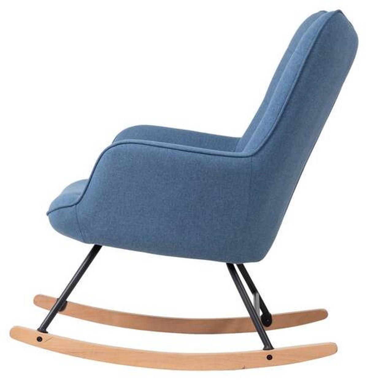 Schaukelstuhl mit Armlehnen Richie Echtholz/Webstoff Blau - Blau/Buchefarben, MODERN, Holz/Textil (72/92/92cm) - MID.YOU