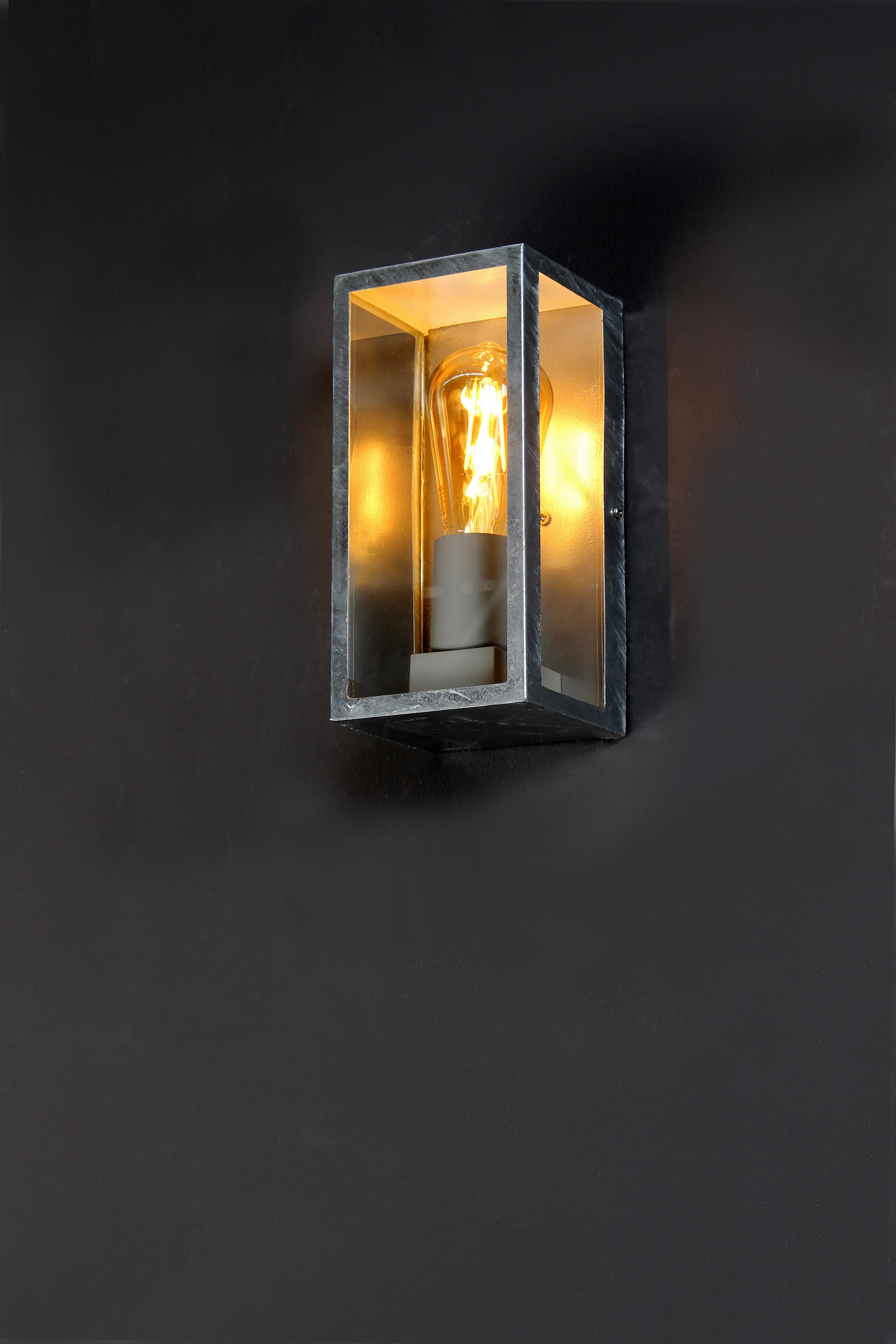 Außenwandleuchte Karo 60w Glas, Wandmontage - Klar/Zinkfarben, Basics, Glas/Metall (23,6/11/11cm)