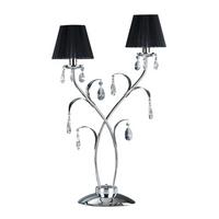 Kristall-Tischleuchte 4865/Lgn - Chromfarben/Schwarz, KONVENTIONELL, Glas/Textil (45/70cm)