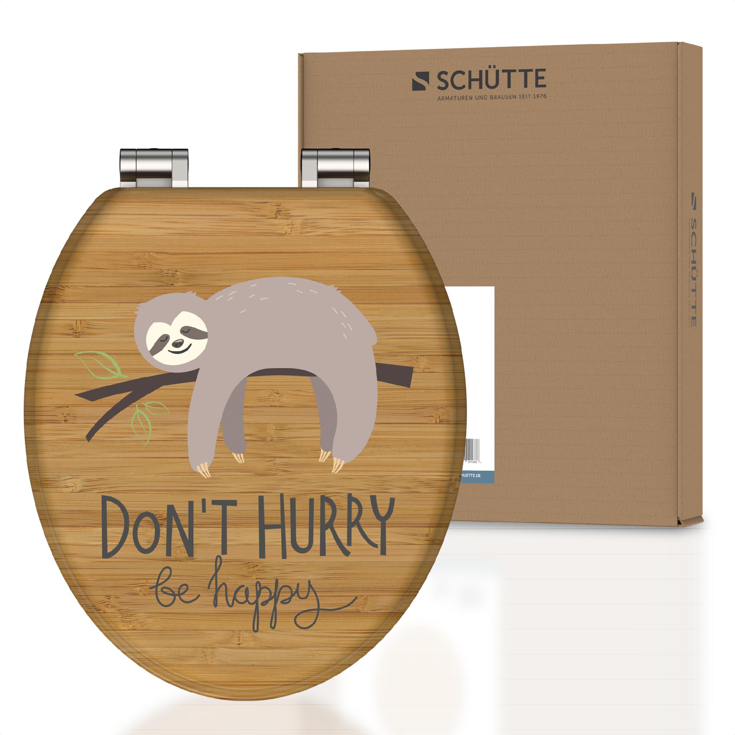 WC-Sitz Naturfarben Faultier mit Absenkautomatik B: 43,5 cm - Braun/Naturfarben, Design, Holz (43,5/5,5/37,5cm) - Schütte