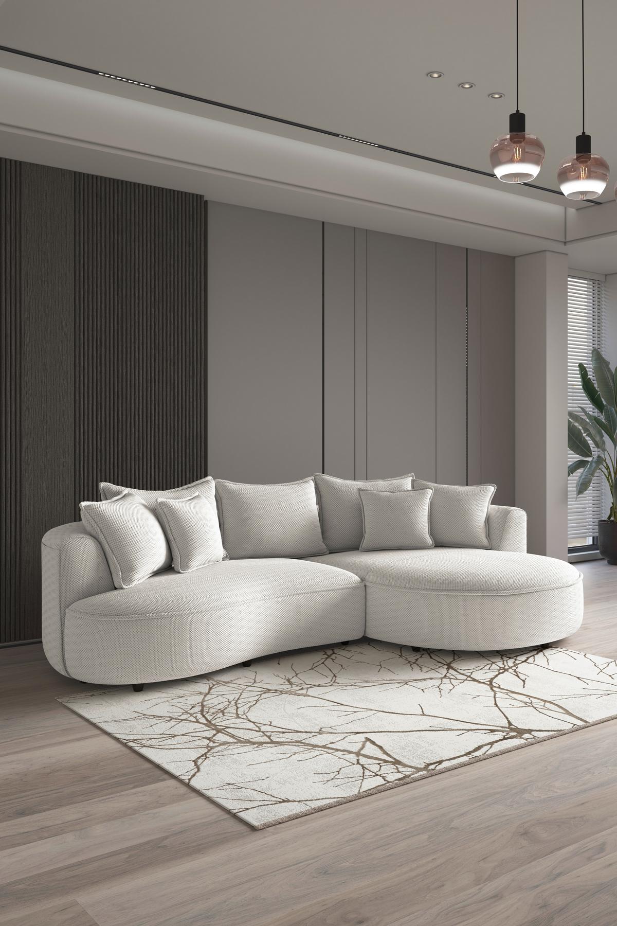 Ecksofa Levi - Creme/Schwarz, MODERN, Textil (287/168cm)