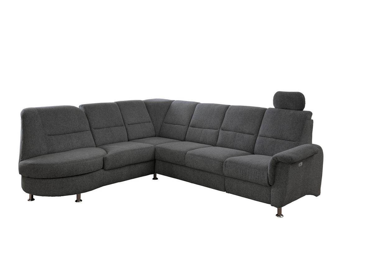 Ecksofa mit Relaxfunktion Parole Anthrazit Chenille - Chromfarben/Anthrazit, MODERN, Textil (236/275cm) - Livetastic
