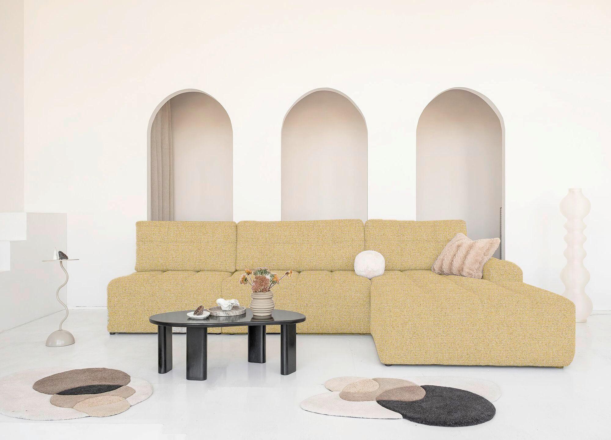 Ecksofa Lulu Gelb S: 338x184cm - Gelb/Schwarz, Design, Textil (338/184cm) - MID.YOU