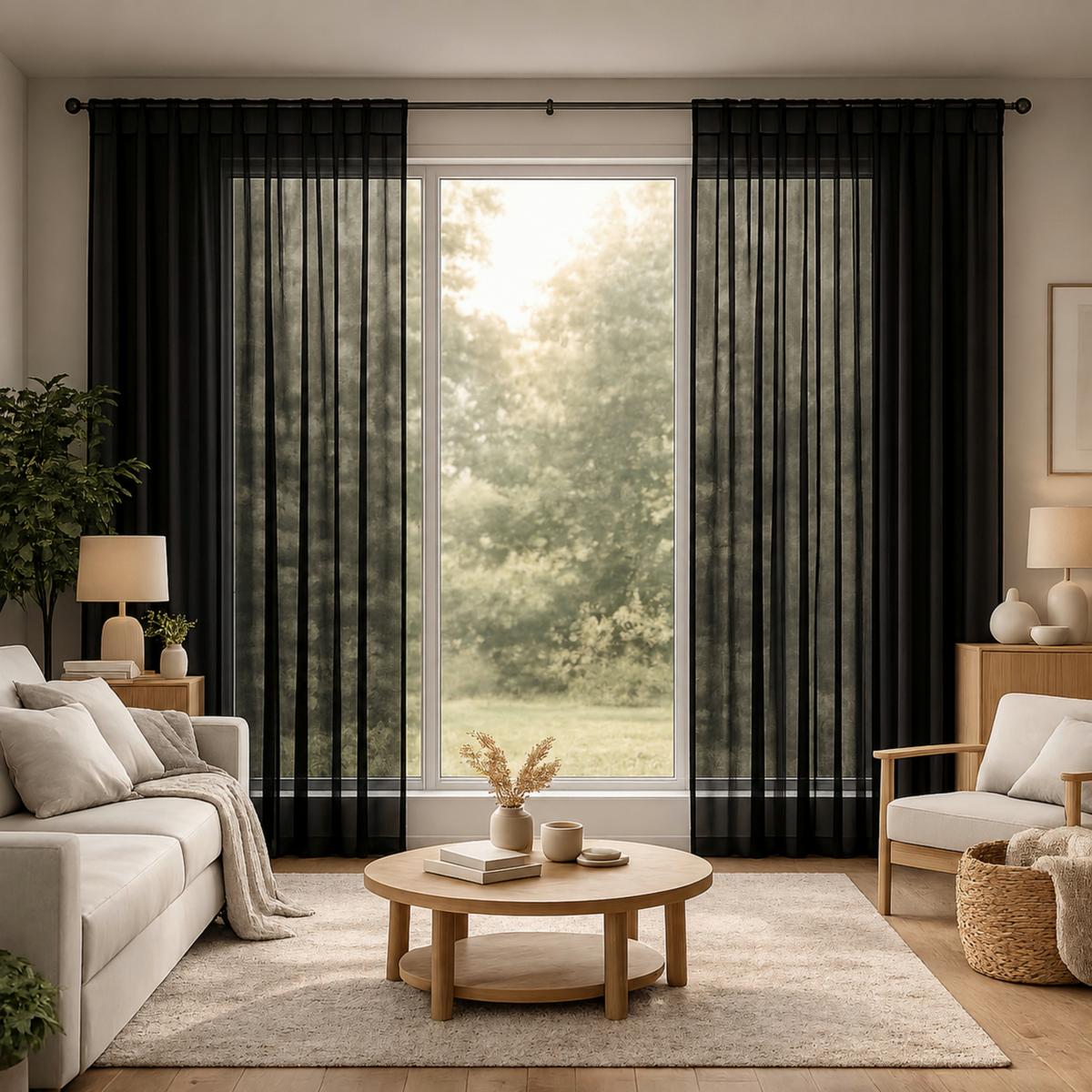 Készfüggöny Dolly Kb. 140/245cm - fekete, Konventionell, textil (140/245cm) - Ondega