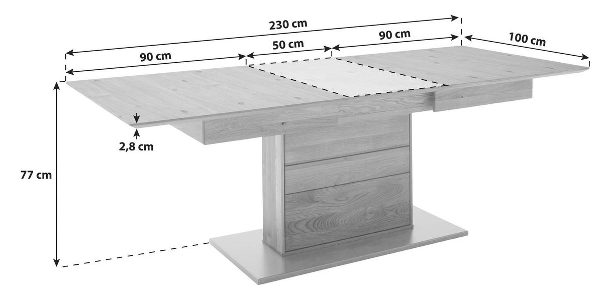 Esstisch Ausziehbar Wildeiche Como 180-230/100 Cm - Wildeiche/Anthrazit, Natur, Holz/Holzwerkstoff (180-230/100/77cm) - MID.YOU