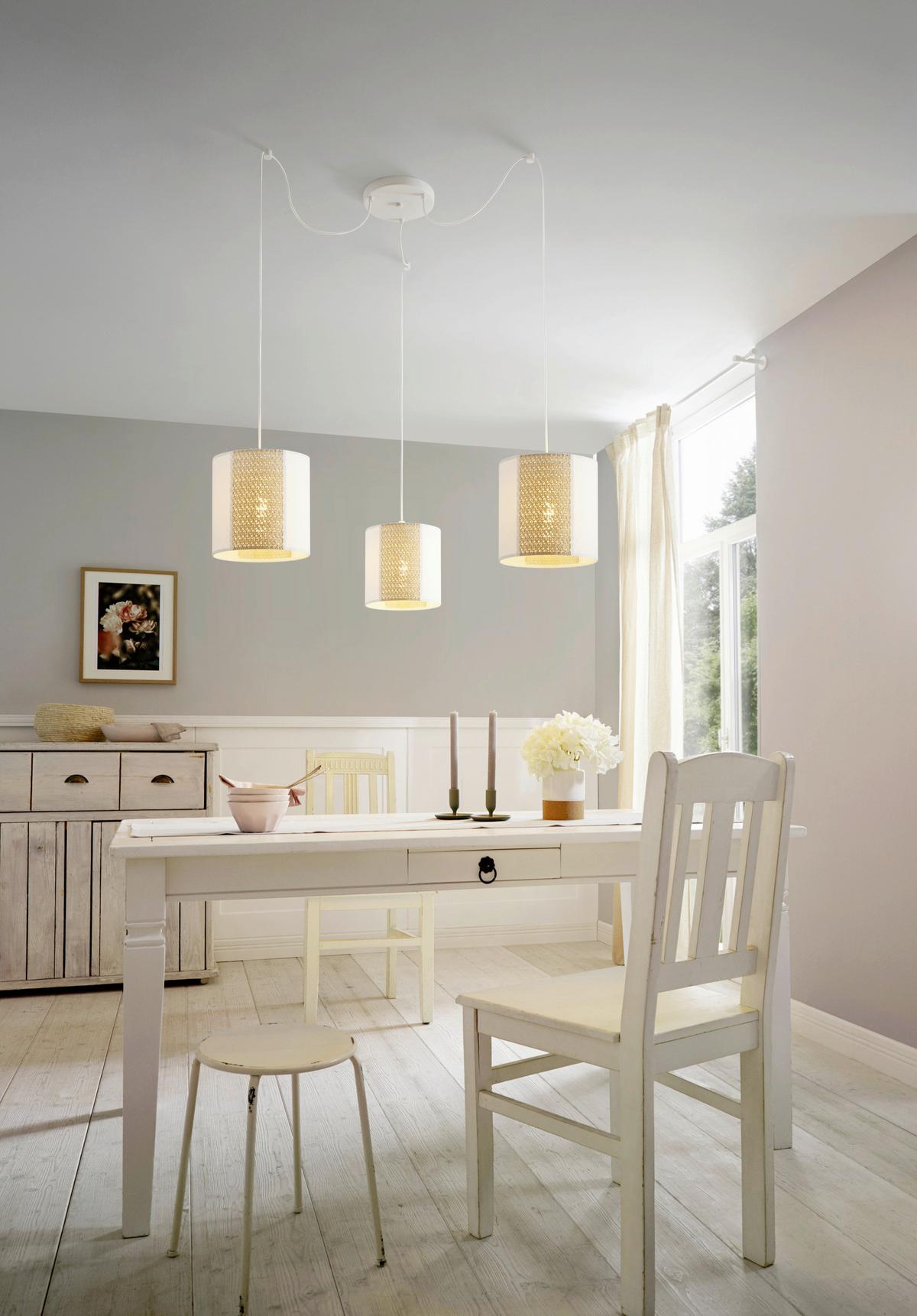 Hängeleuchte 43403* Arnhem - Braun/Weiß, Natur, Naturmaterialien/Papier (96/130cm) - Eglo