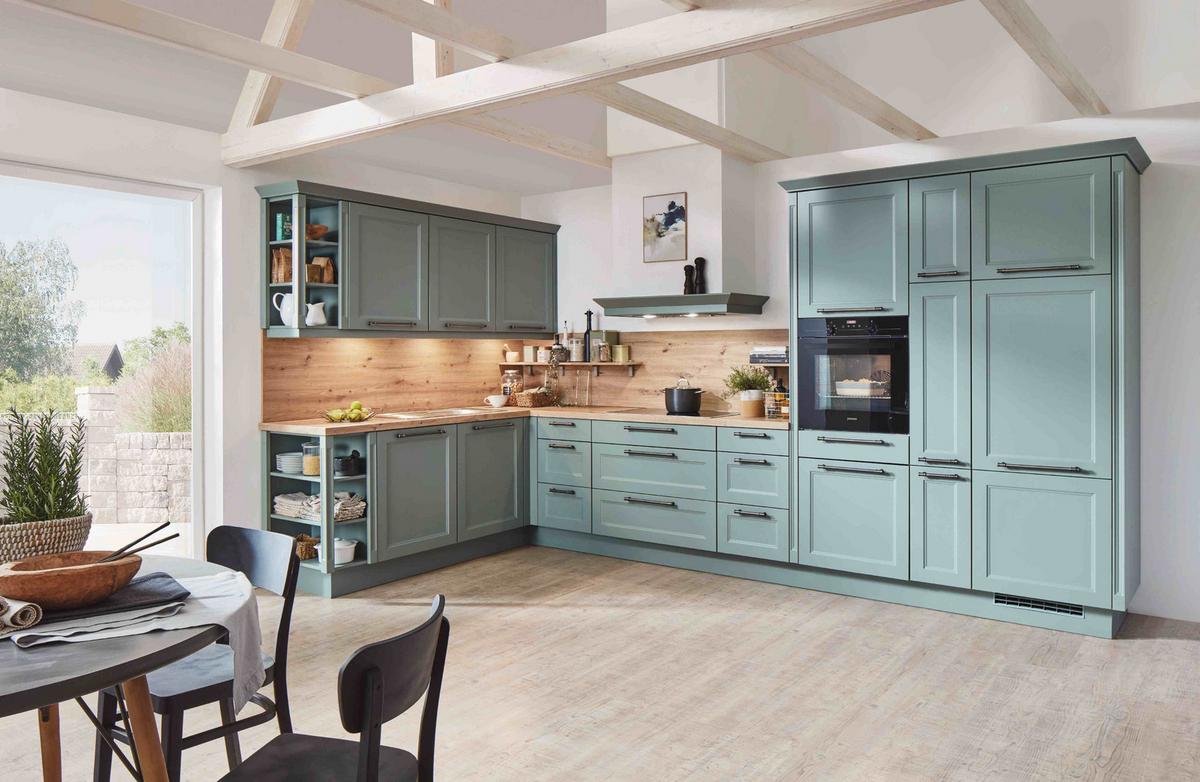 Einbauküche Columbia Frei Planbar Landhausstil - Hellgrün, MODERN, Holzwerkstoff - Vertico