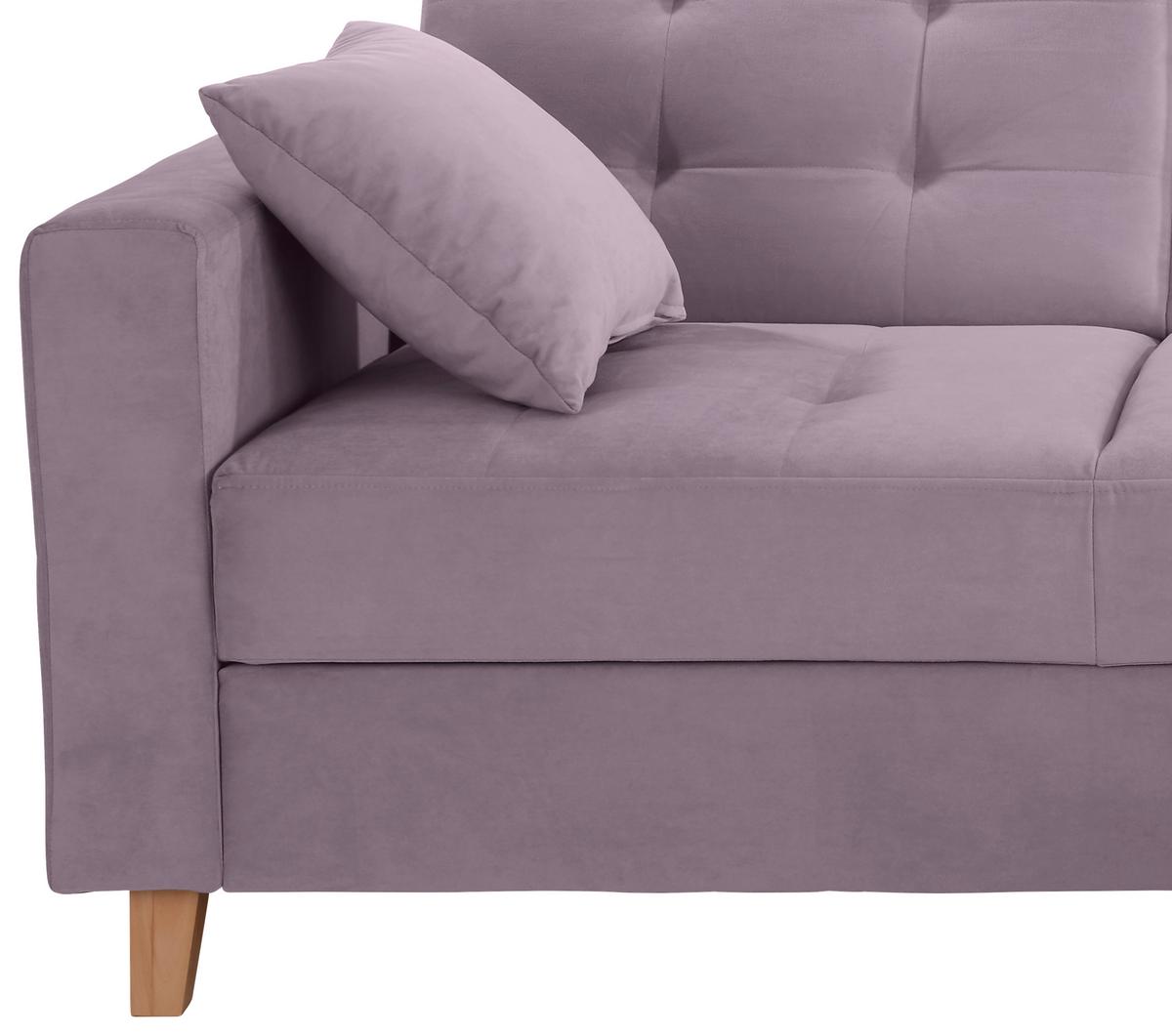 Rohová sedačka BERGEN, oboustranná, šeříkový samet - přírodní barvy/šeříková, Design, dřevo/textil (231/160cm) - Luca Bessoni