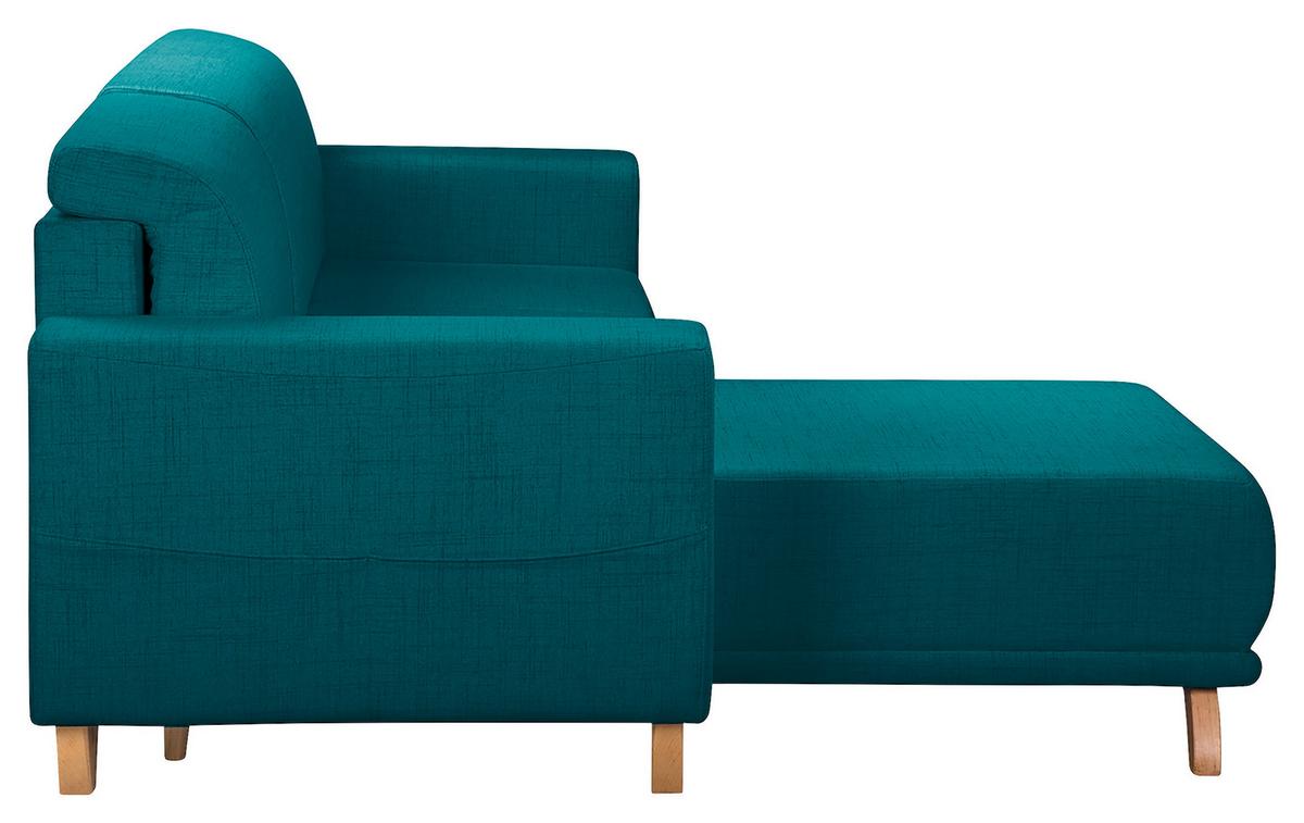 Ecksofa Bella Petrol S: 257x174 cm - Wengefarben/Petrol, Design, Textil (257/174cm) - Livetastic