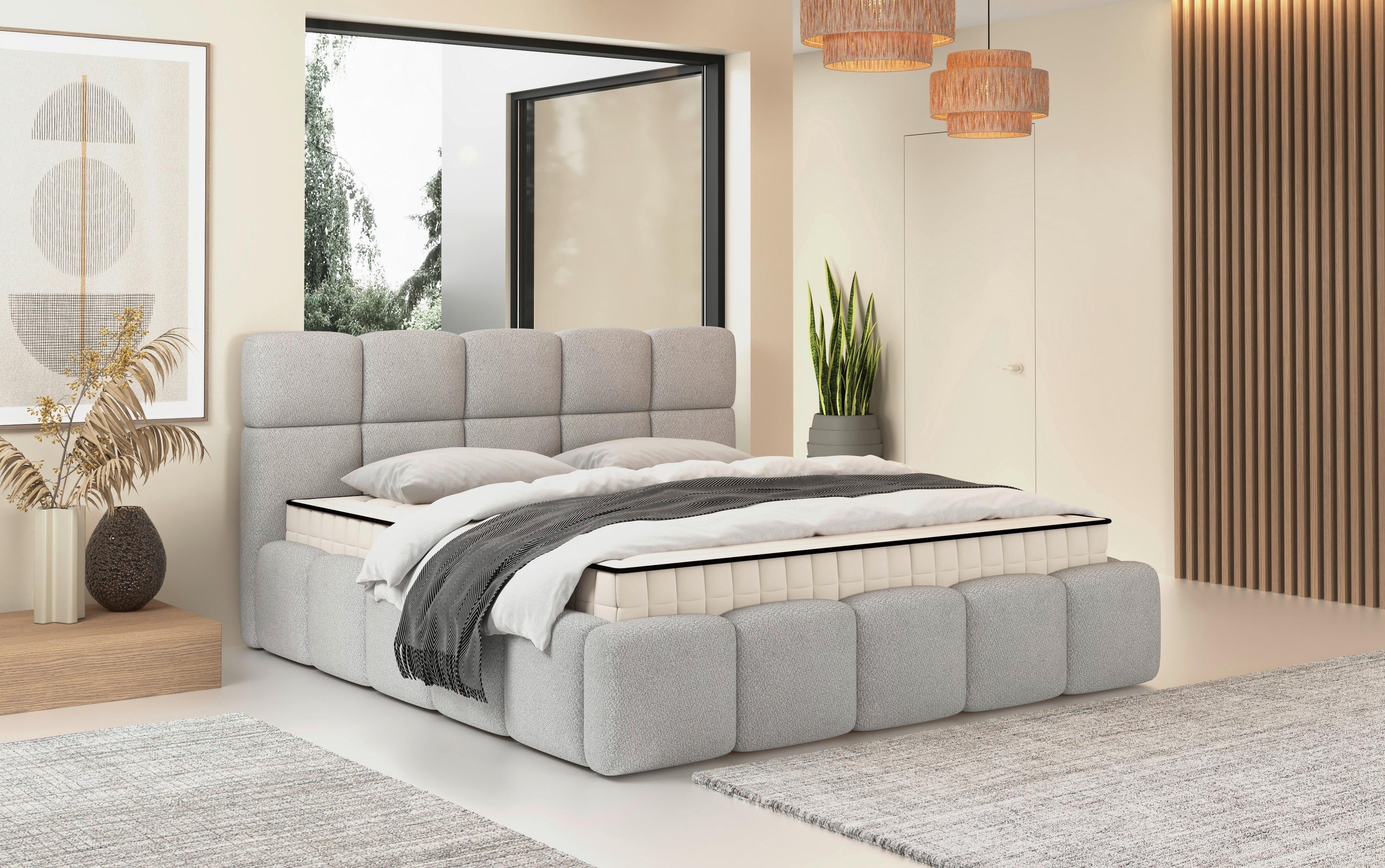 Polsterbett Cloudy Silberfarben, Lf: 160x200 cm - Silberfarben/Grau, Trend, Holz/Holzwerkstoff (160/200cm) - Luca Bessoni