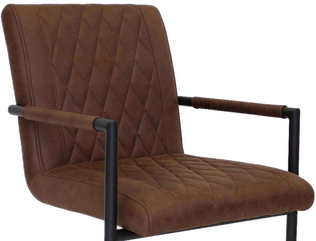 Armlehnstuhl-set Damian - Schwarz/Braun, LIFESTYLE, Textil/Metall (52/88/63cm) - MID.YOU