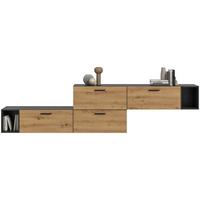 Wohnwand, The One 4, B: 276 cm Artisan Eiche Dekor/Grau - Schwarz/Eiche Artisan, Trend, Holzwerkstoff (276/97/34cm)