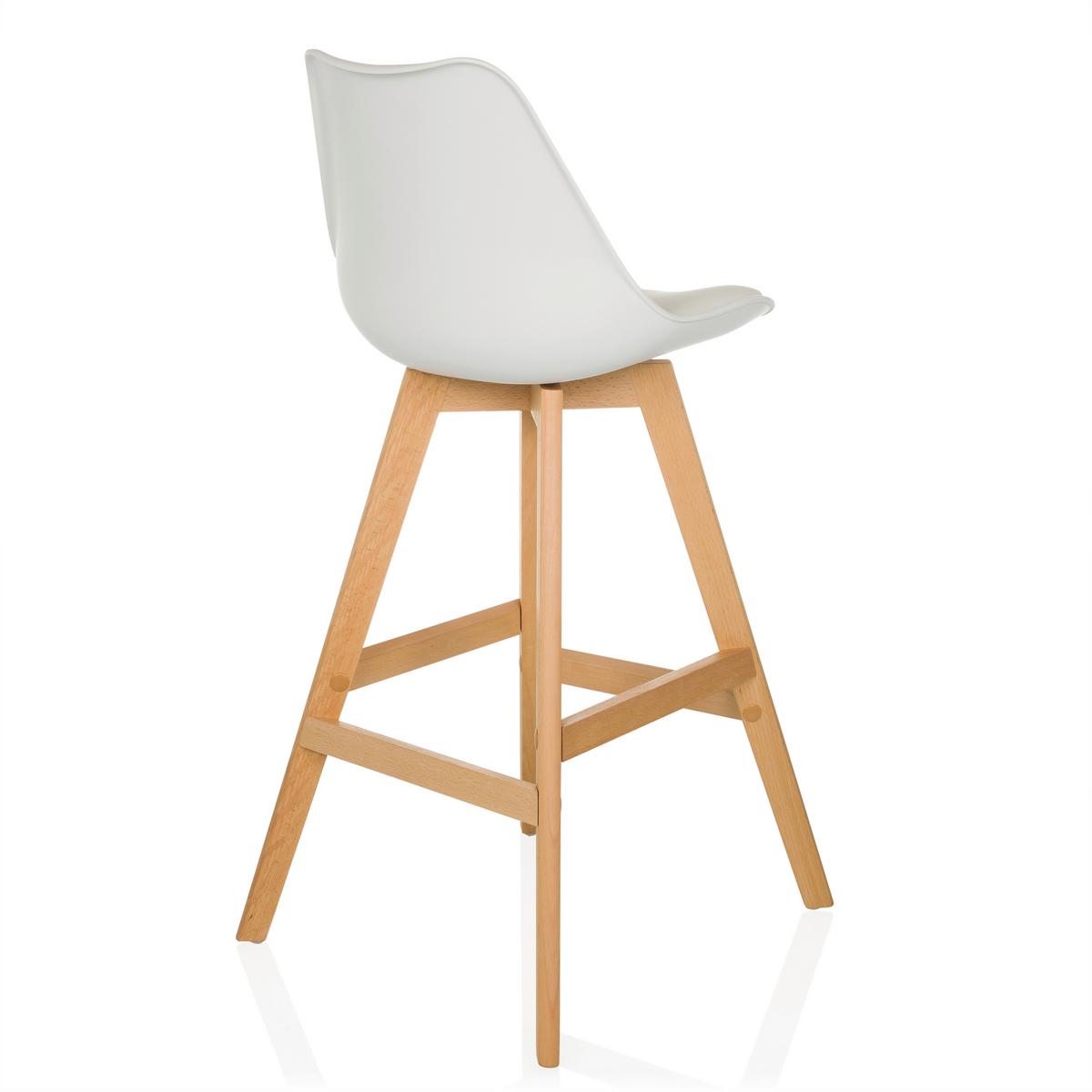 Barhocker-Set Scandi High Weiß B: 51 cm - Buchefarben/Weiß, MODERN, Holz/Kunststoff (51/99/51cm) - MID.YOU