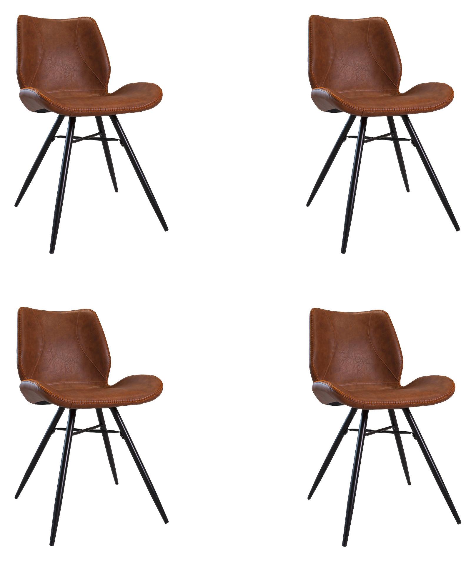 Stuhl-Set Barron - Cognac/Schwarz, KONVENTIONELL, Textil/Metall (47/82/55cm) - MID.YOU