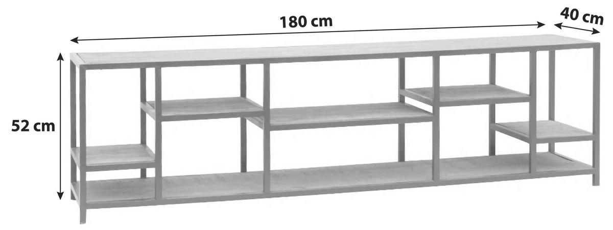 Regal Brix Flow 180 Cm Mangoholz/schwarz - Schwarz/Naturfarben, Basics, Holz/Metall (180/52/40cm) - Livetastic
