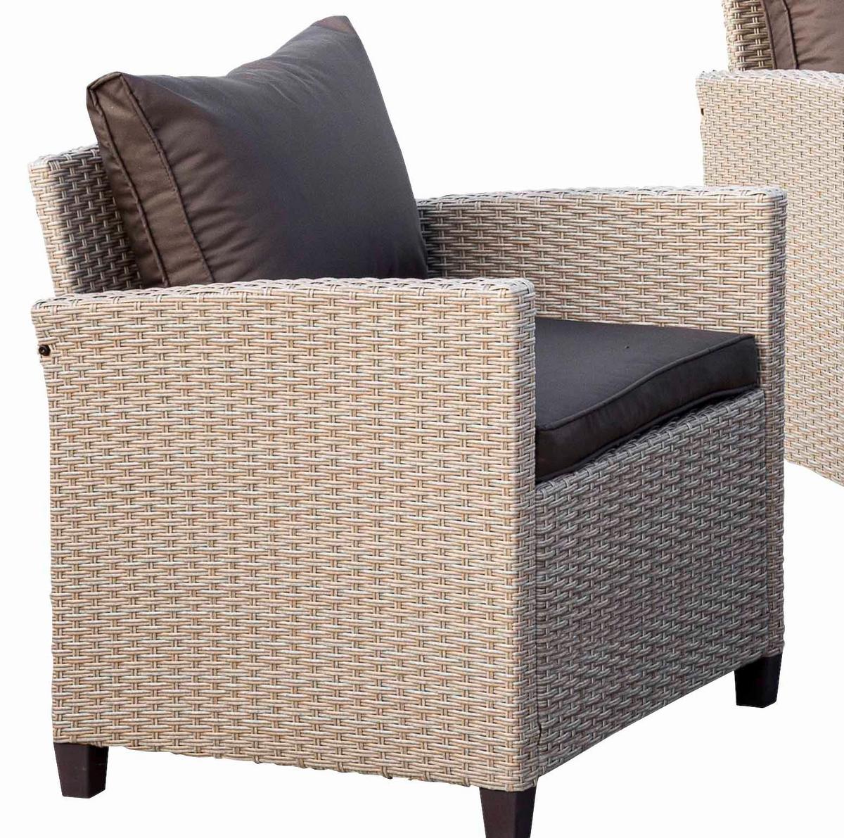 Loungegarnitur 16-Tlg. Striano inkl. Kissen - Dunkelbraun/Naturfarben, KONVENTIONELL, Kunststoff/Textil (172/75/65cm) - Gardenson
