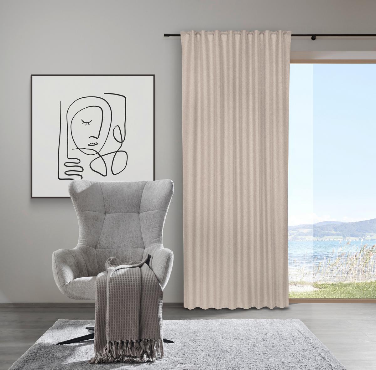 Zatemňovací závěs Allan, 135/255cm, béžová - béžová, Romantický / Rustikální, textil (135/255cm) - Premium Living