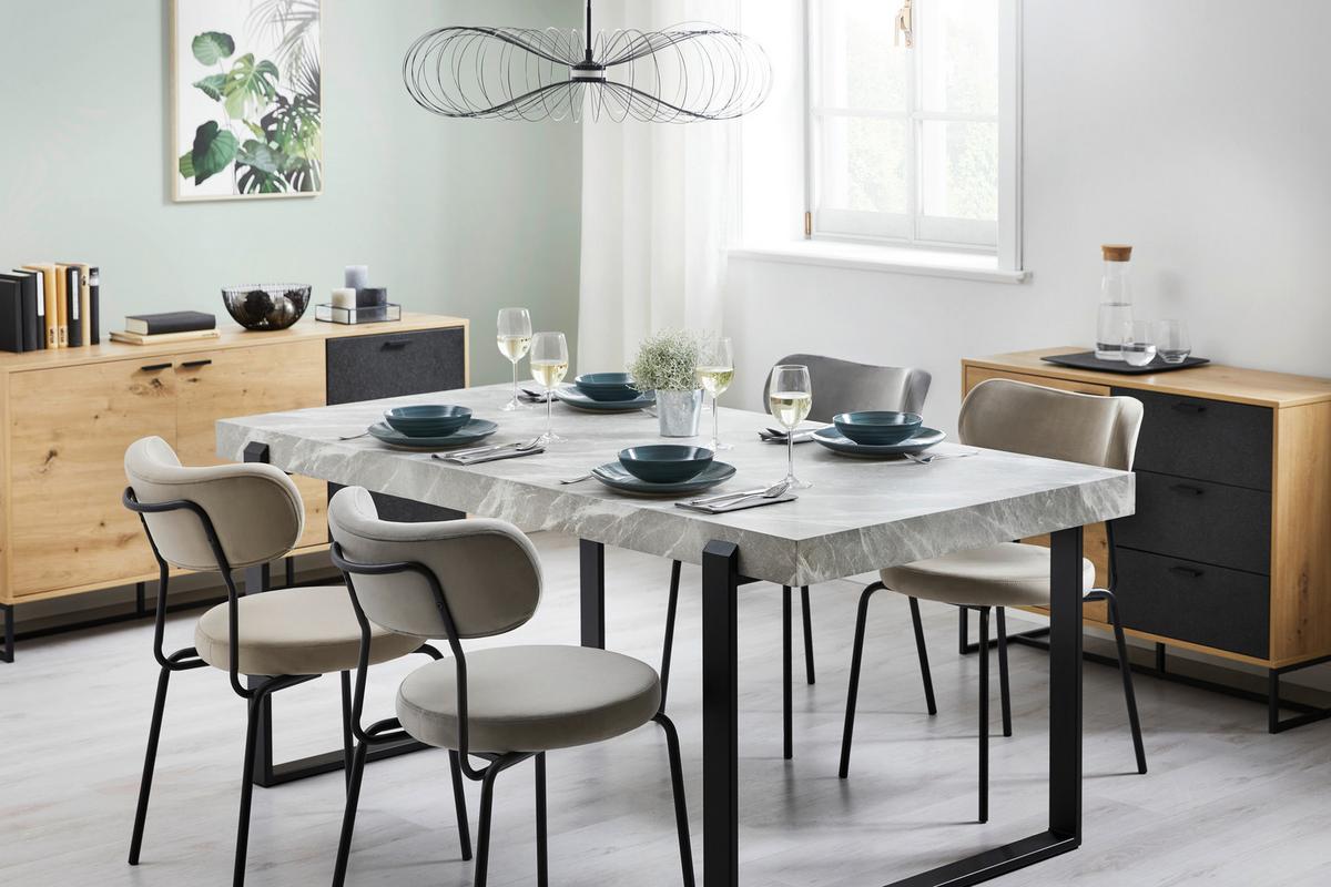 Sametová židle Lea - šedá - šedá/černá, Moderní, kov/dřevo (51/82/63cm) - Bessagi Home