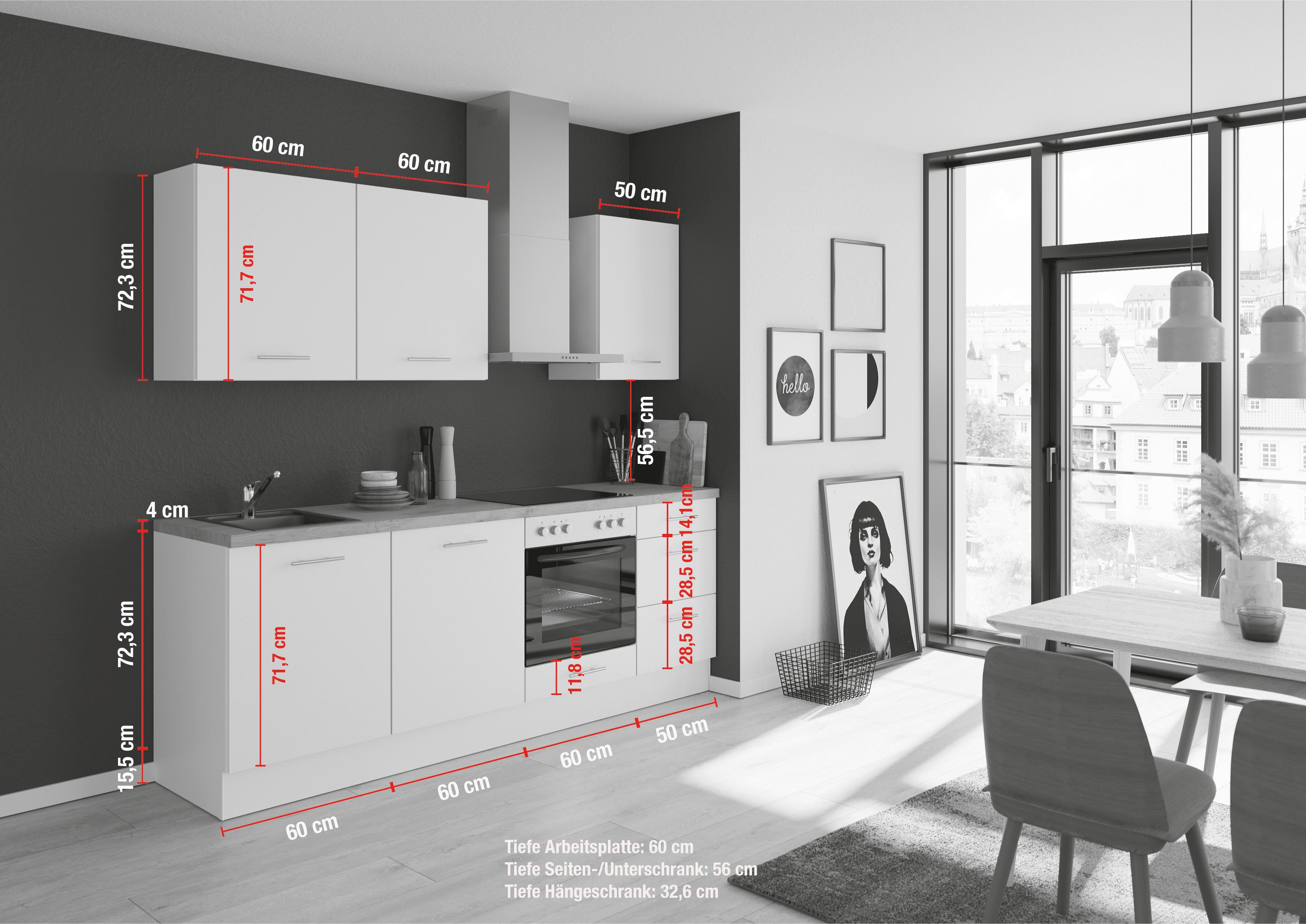 Küchenblock Ip3150 - Eichefarben/Magnolie, Design, Holzwerkstoff (230cm) - Impuls