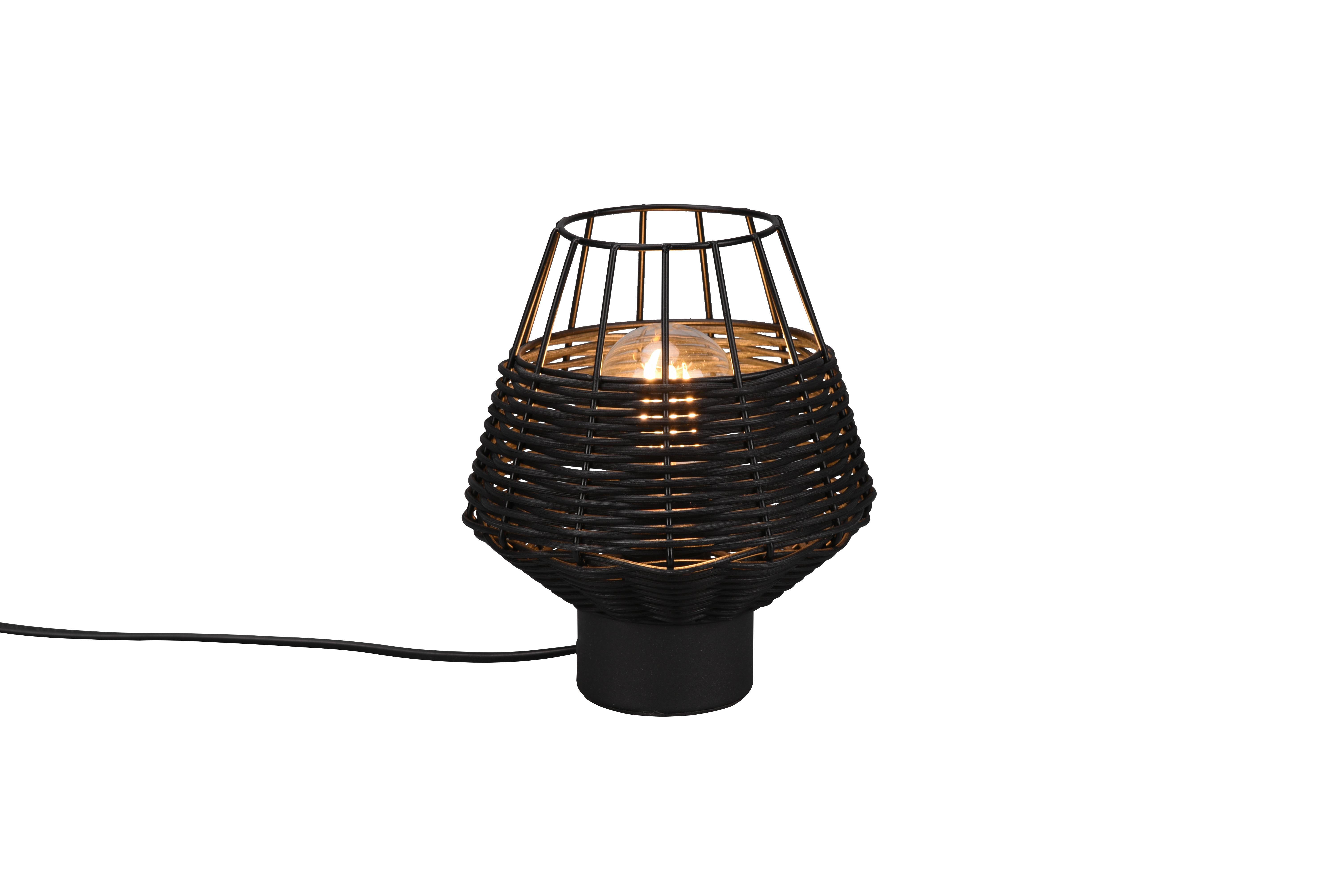 Tischlampe Borka dimmbar Schwarz - Schwarz, ROMANTIK / LANDHAUS, Holz/Metall (17,5/20cm)