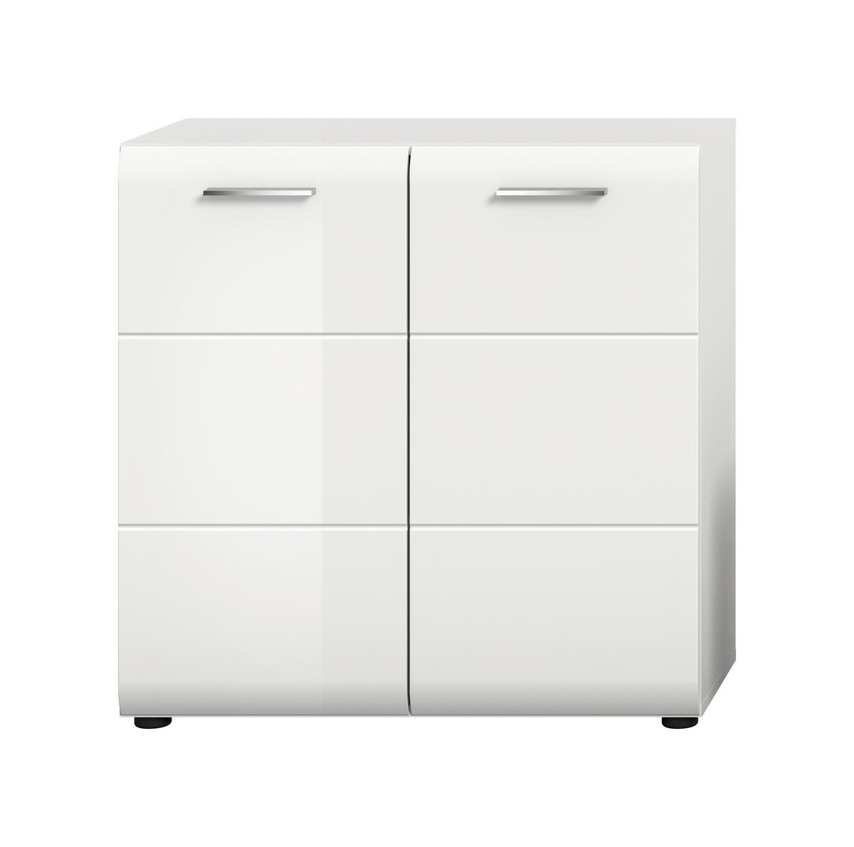 Sideboard Ice Weiß/weiß Hochglanz B: 80 Cm - Weiß Hochglanz/Schwarz, Design, Holzwerkstoff (80/81/34cm) - Livetastic