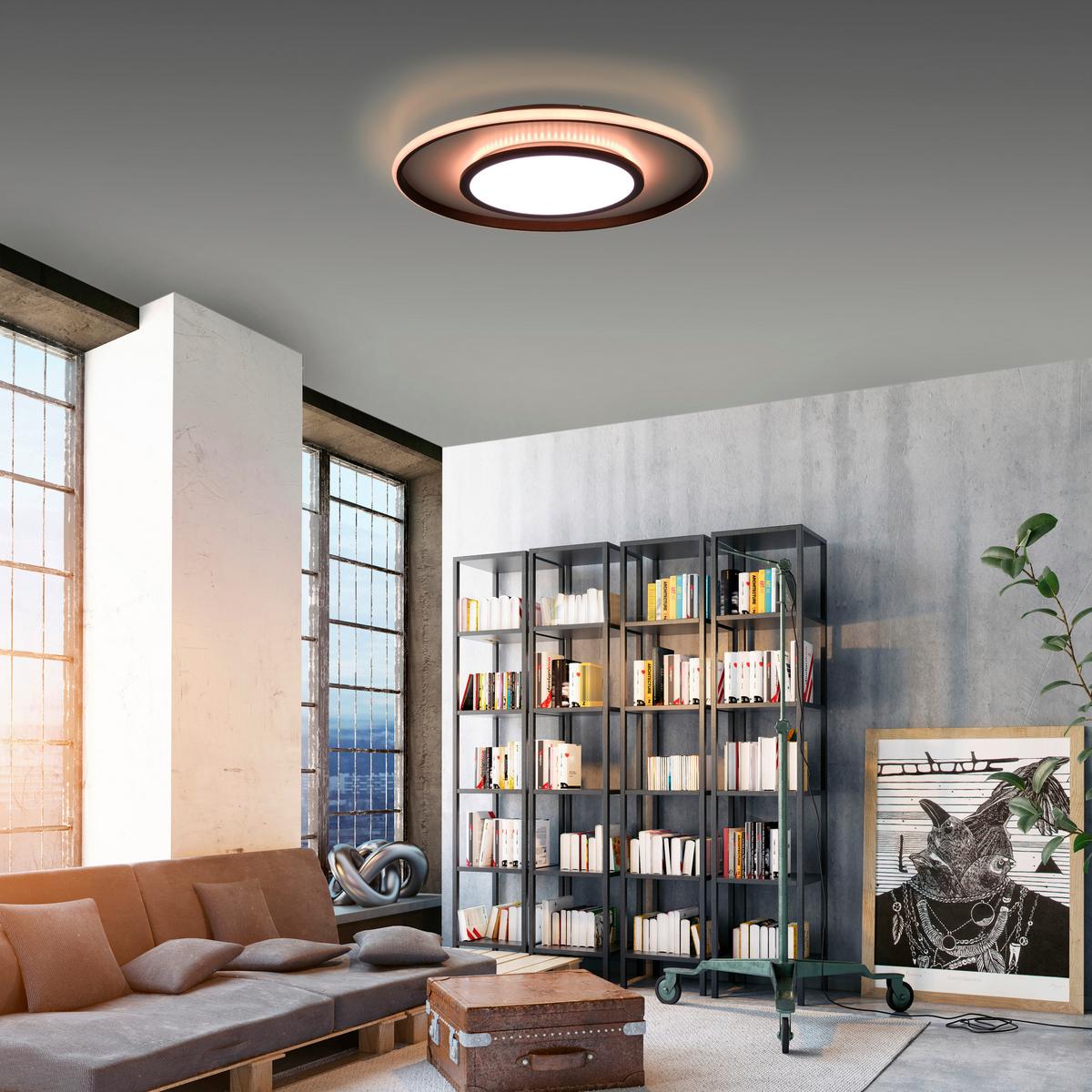 LED-Deckenleuchte Arenda Ø 60 cm dimmbar mit Farbwechsler - Schwarz, Design, Kunststoff/Metall (60/10cm)