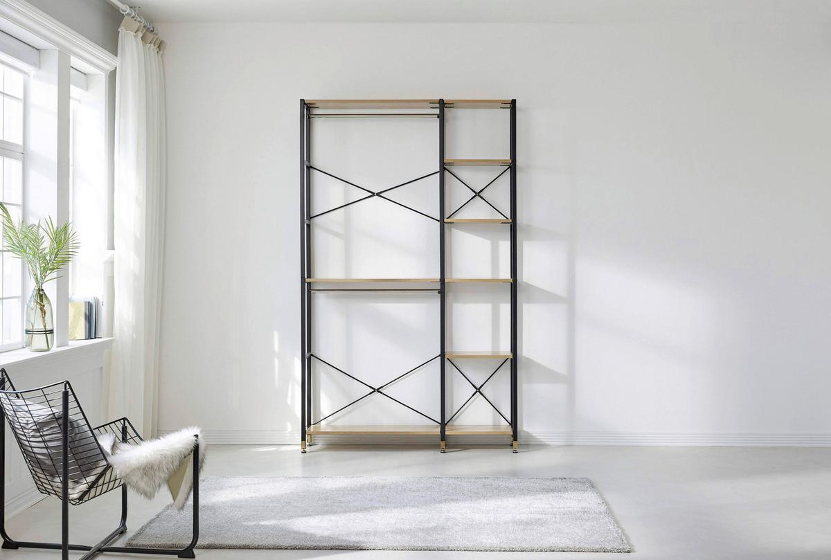 Leiterregal Naturfarben/Schwarz B: 42,5 cm - Schwarz/Naturfarben, Design, Holzwerkstoff/Metall (42,5/210/30cm) - Livetastic