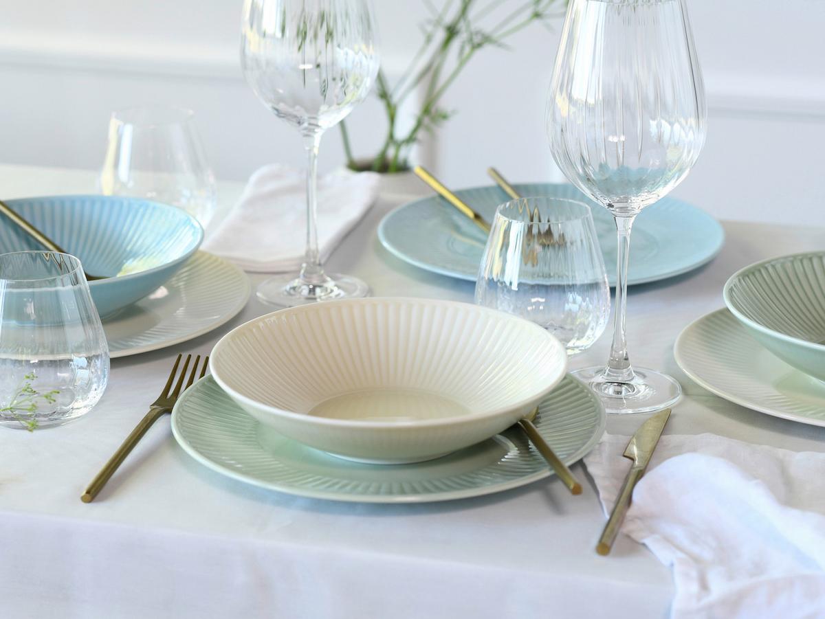 Tafelservice Valencia 12--Teilig., Creme, Grün, Blau - Pastellblau/Pastellgrün, Basics, Keramik - Creatable
