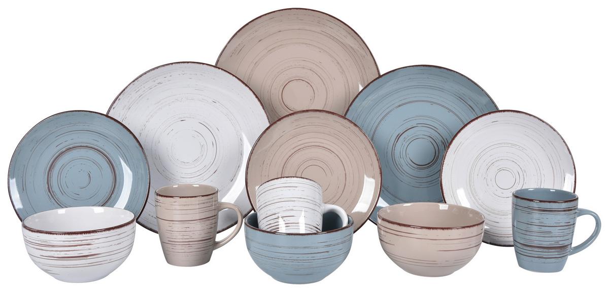 Étkészlet Kaila 24 Részes - barna/kék, Modern, kerámia - Luca Bessoni