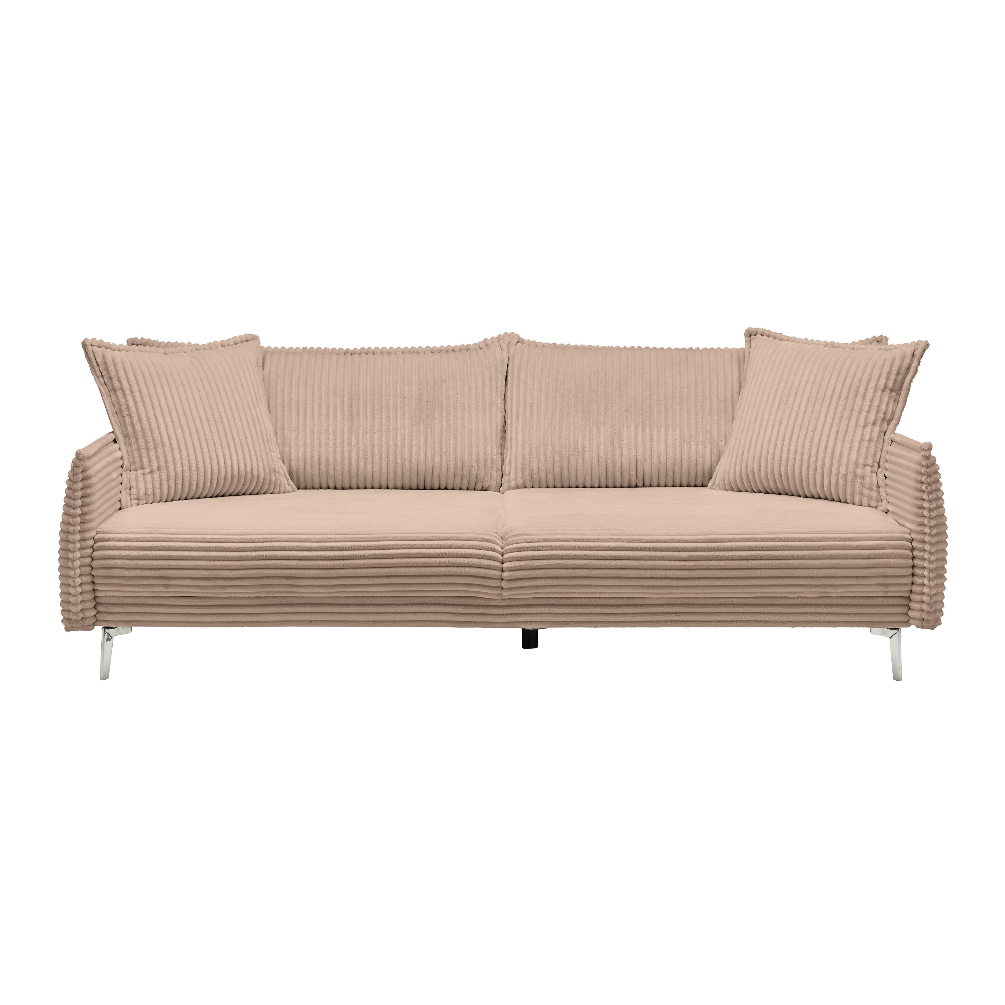 Veľká pohovka KISS -TOP- - hnedá/chrómová, Modern, kov/drevo (241/90/117cm) - Mömax
