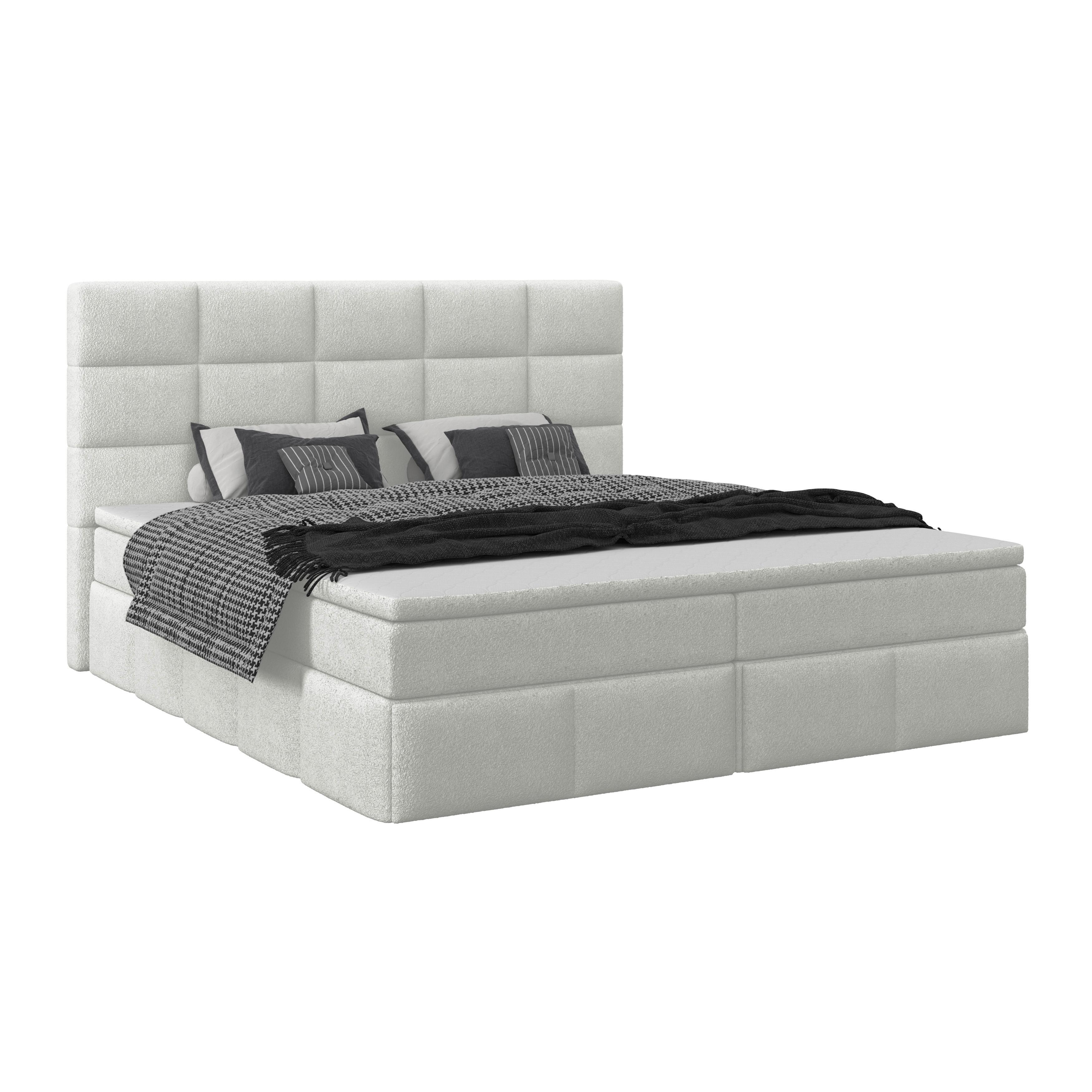 Polsterbett Alba Boucle Hellgrau, 180x200 Cm - Hellgrau/Schwarz, Trend, Textil (180/200cm)