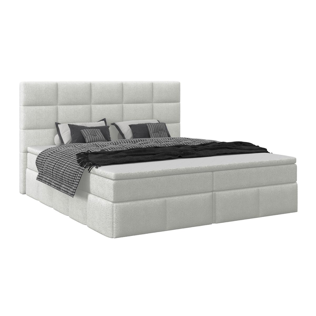 Polsterbett Alba Boucle Hellgrau, 160x200 cm - Hellgrau/Schwarz, Trend, Textil (160/200cm)