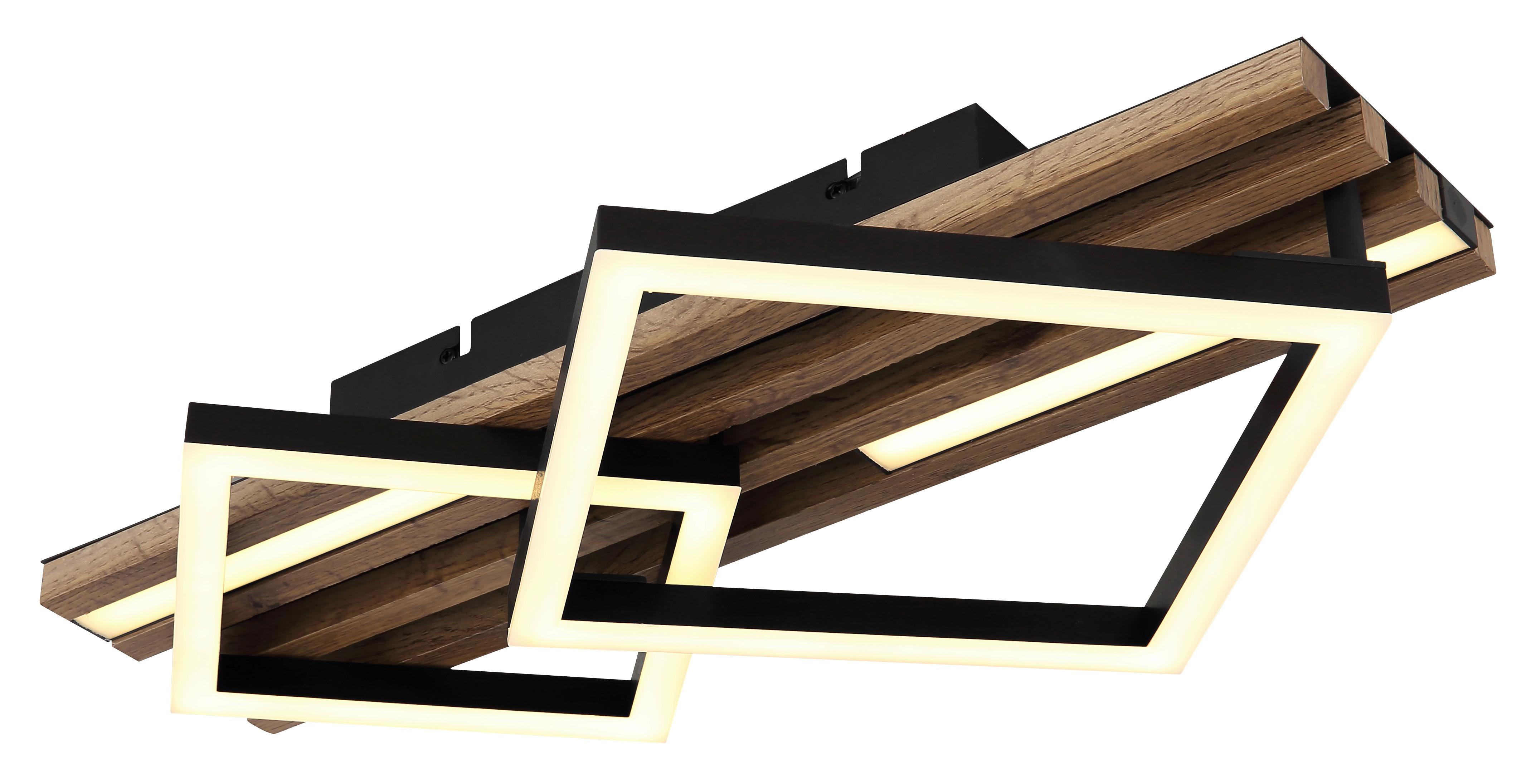 Led-deckenleuchte 67344d1 Obrien - Dunkelbraun/Schwarz, Natur, Holzwerkstoff/Kunststoff (47,5/31/9,5cm) - Globo
