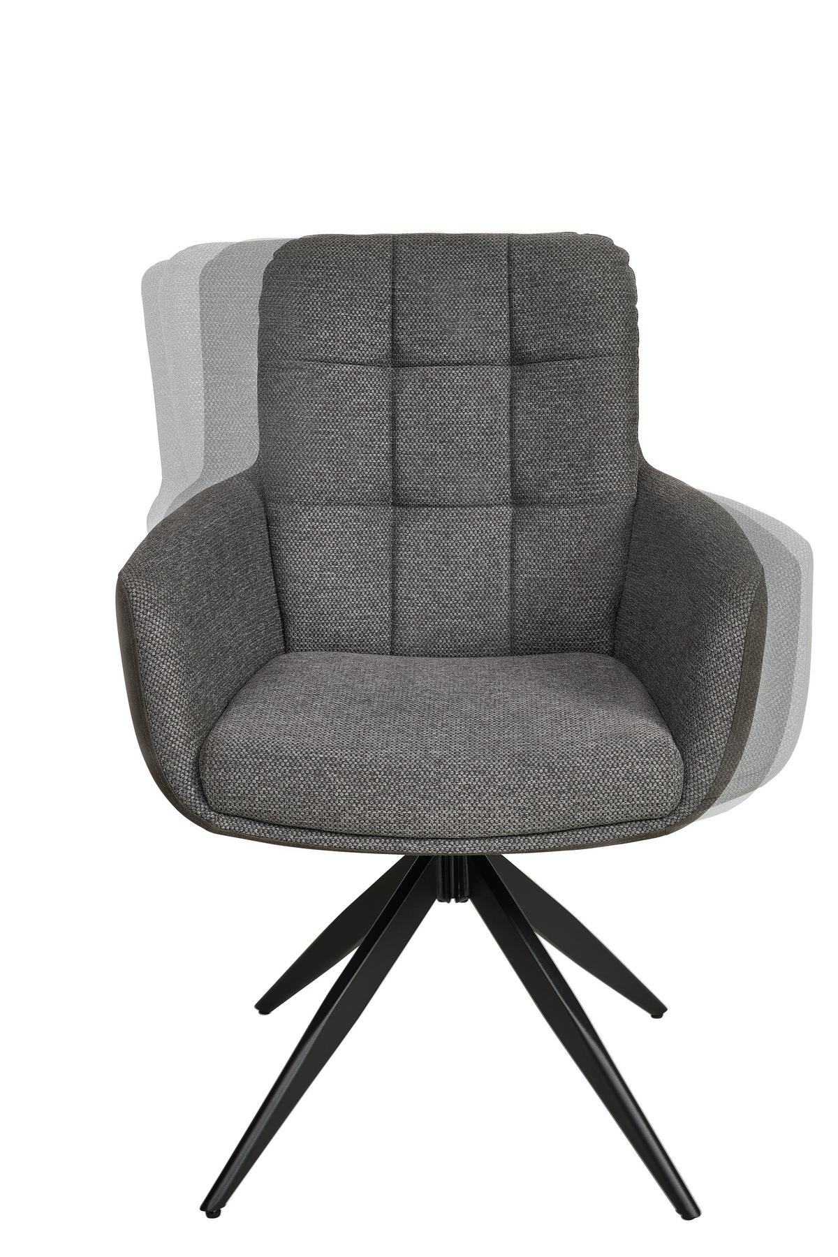 Armlehnstuhl Naim Grau B: 60 Cm, 180 ° Drehbar - Schwarz/Grau, KONVENTIONELL, Holz/Textil (60/93/66cm) - MID.YOU