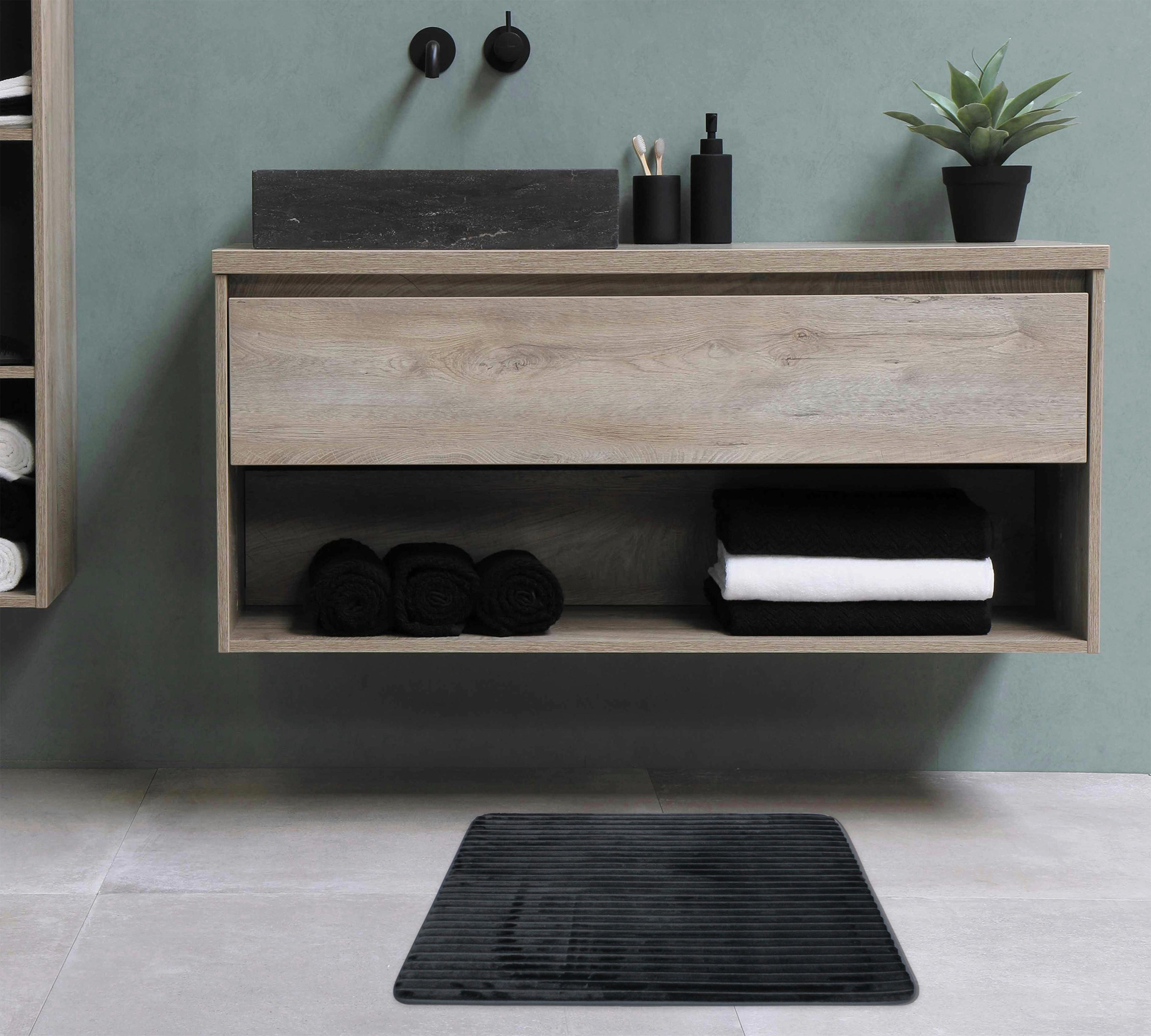 Badematte Pia - Anthrazit, MODERN, Textil (50/80cm) - Luca Bessoni