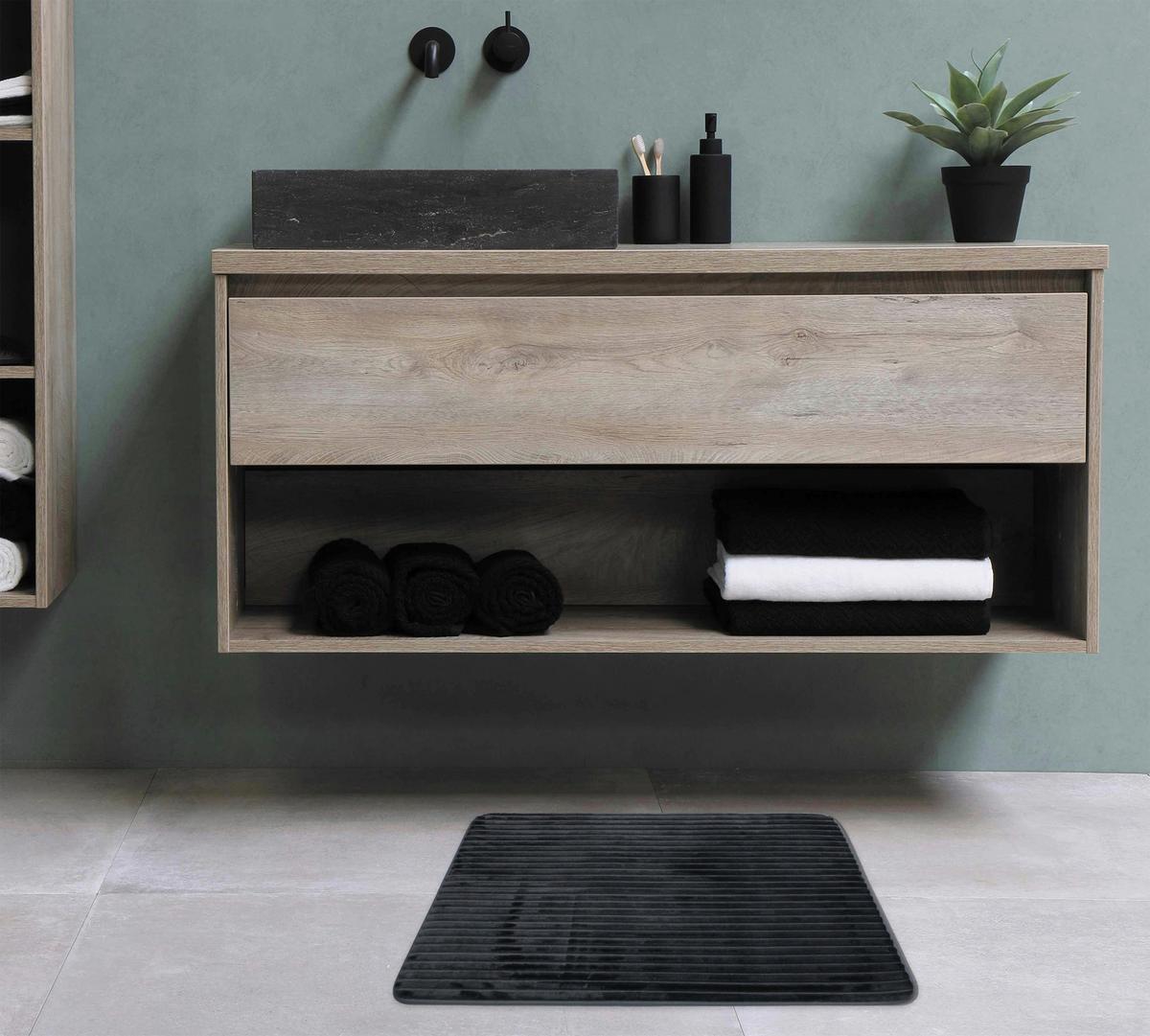 Fürdőszobaszőnyeg Pia Kb. 50/80cm - antracit, Modern, textil (50/80cm) - Luca Bessoni