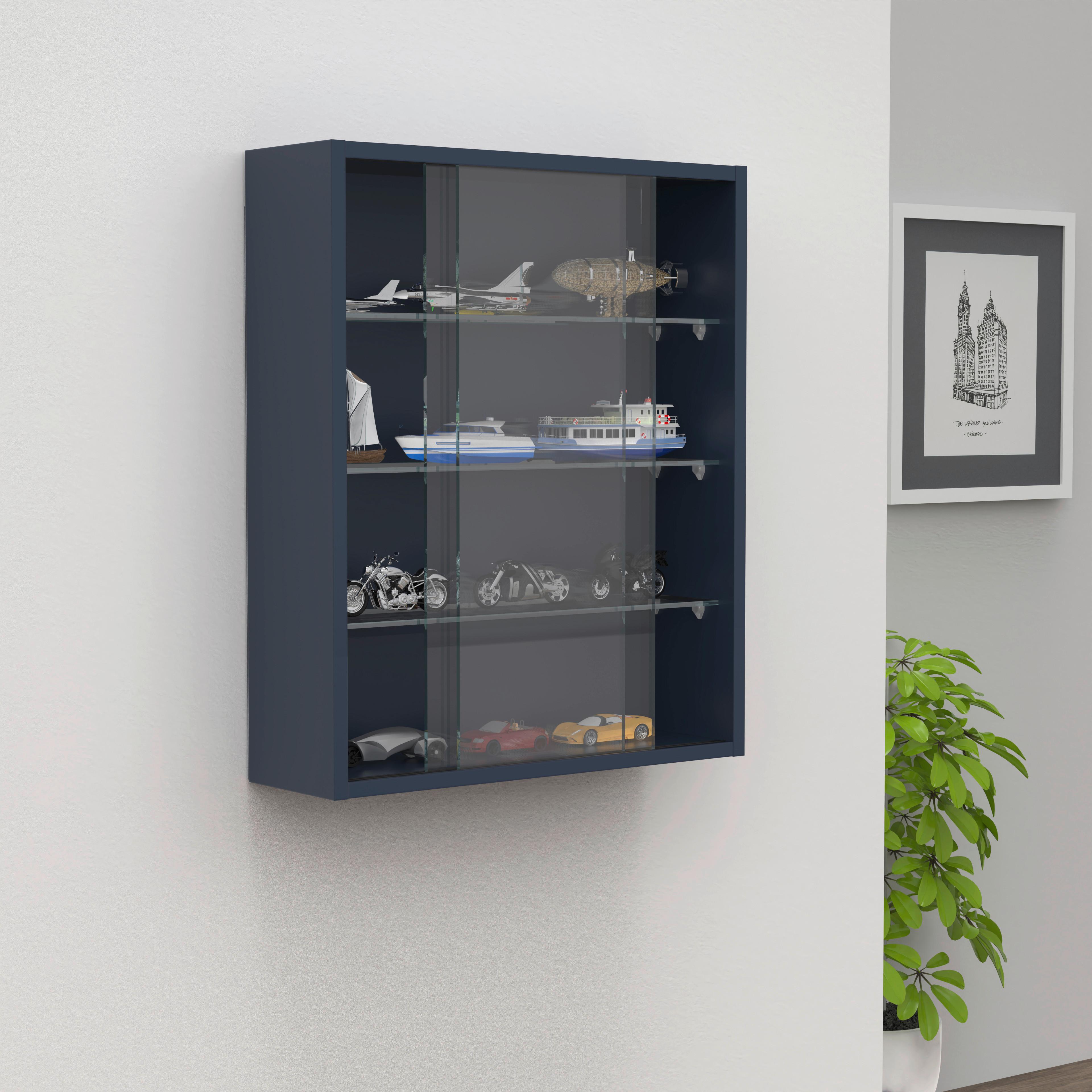 Hängevitrine Drivalo Anthrazit B: 50 cm - Transparent/Anthrazit, Design, Glas/Holzwerkstoff (50/60/15cm) - MID.YOU