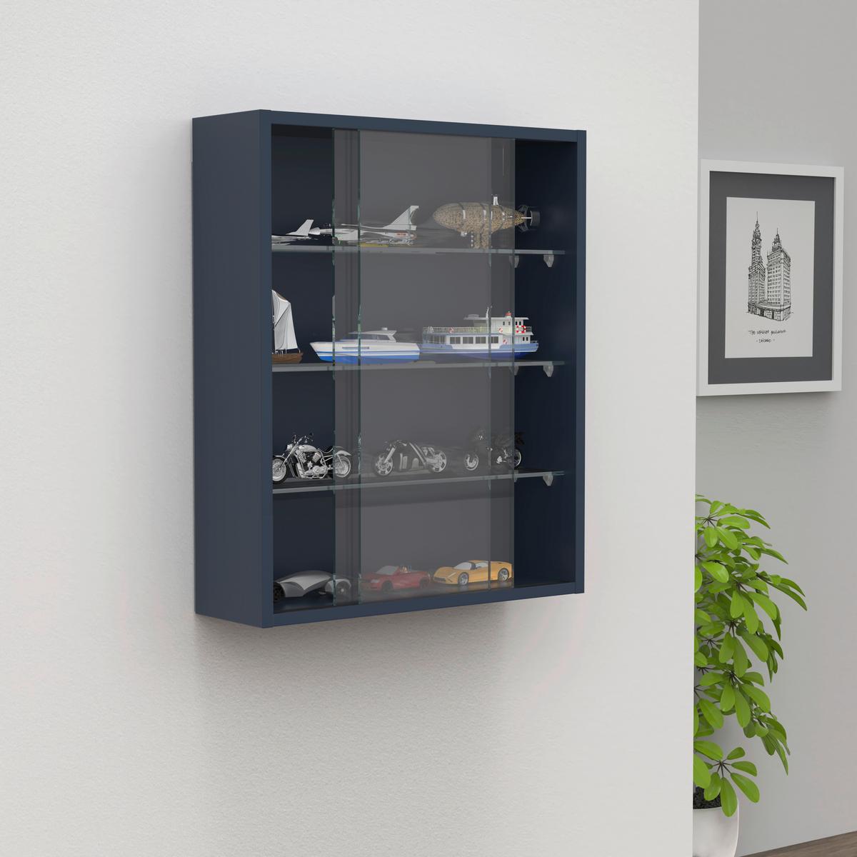 Hängevitrine Drivalo Anthrazit B: 50 cm - Transparent/Anthrazit, Design, Glas/Holzwerkstoff (50/60/15cm) - MID.YOU
