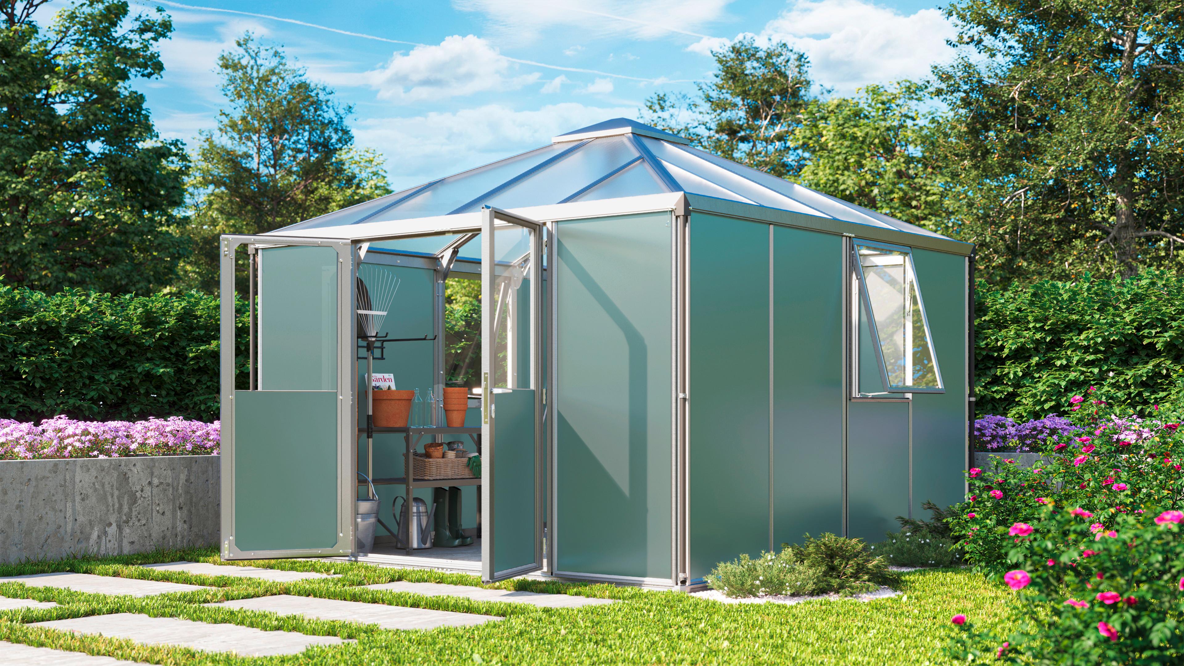 Gerätehaus 321,5x264,5x321,5 cm - Alufarben, Basics, Metall (321,5/264,5/321,5cm)